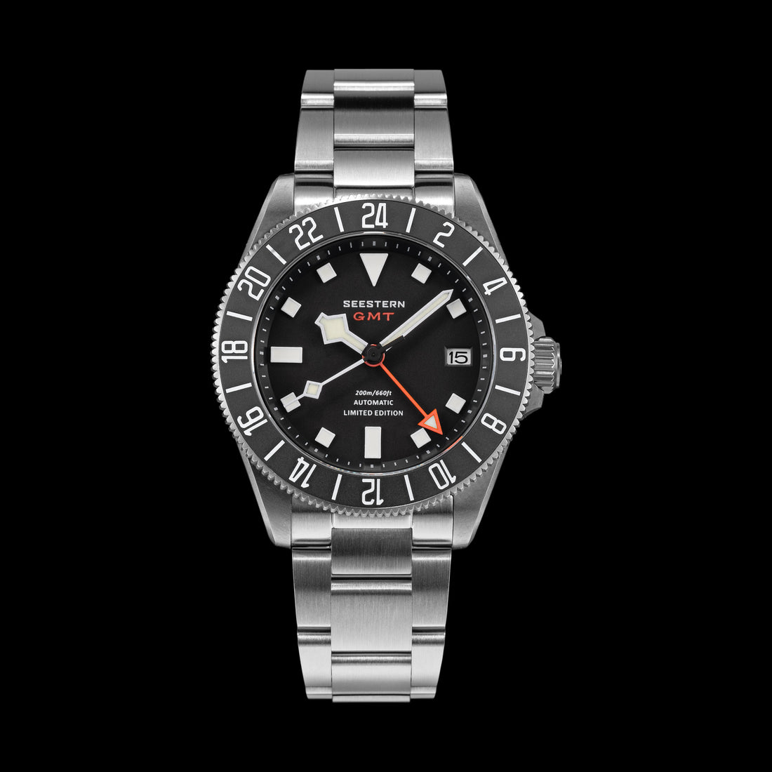Seestern S462 Titanium Professional GMT Diver Black Dial Black Bezel Limited Edition