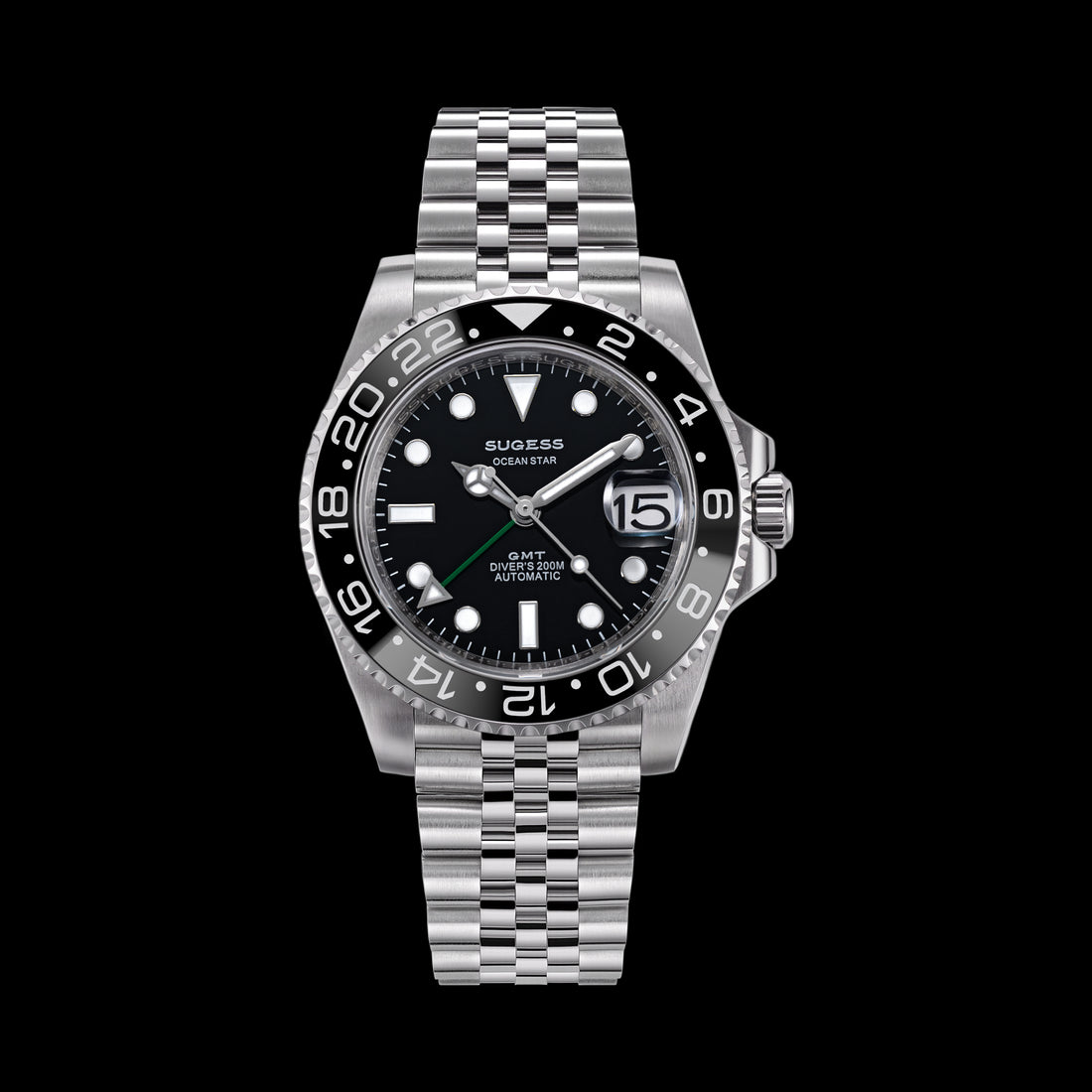 Sugess S420 Black Bezel GMT Jubilee Bracelet