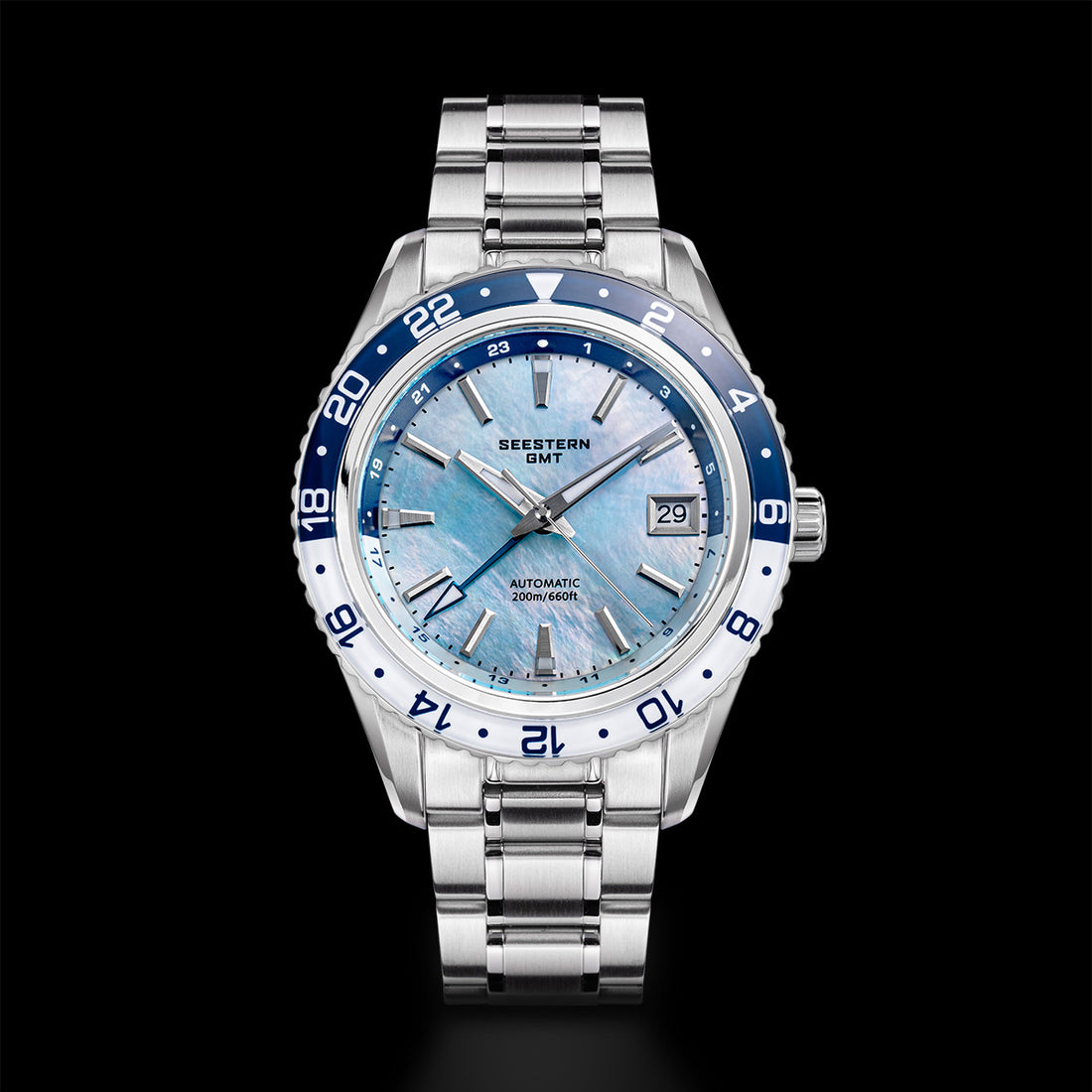Seestern S456 GMT Automatic Light Blue Pearl Dial Automatic