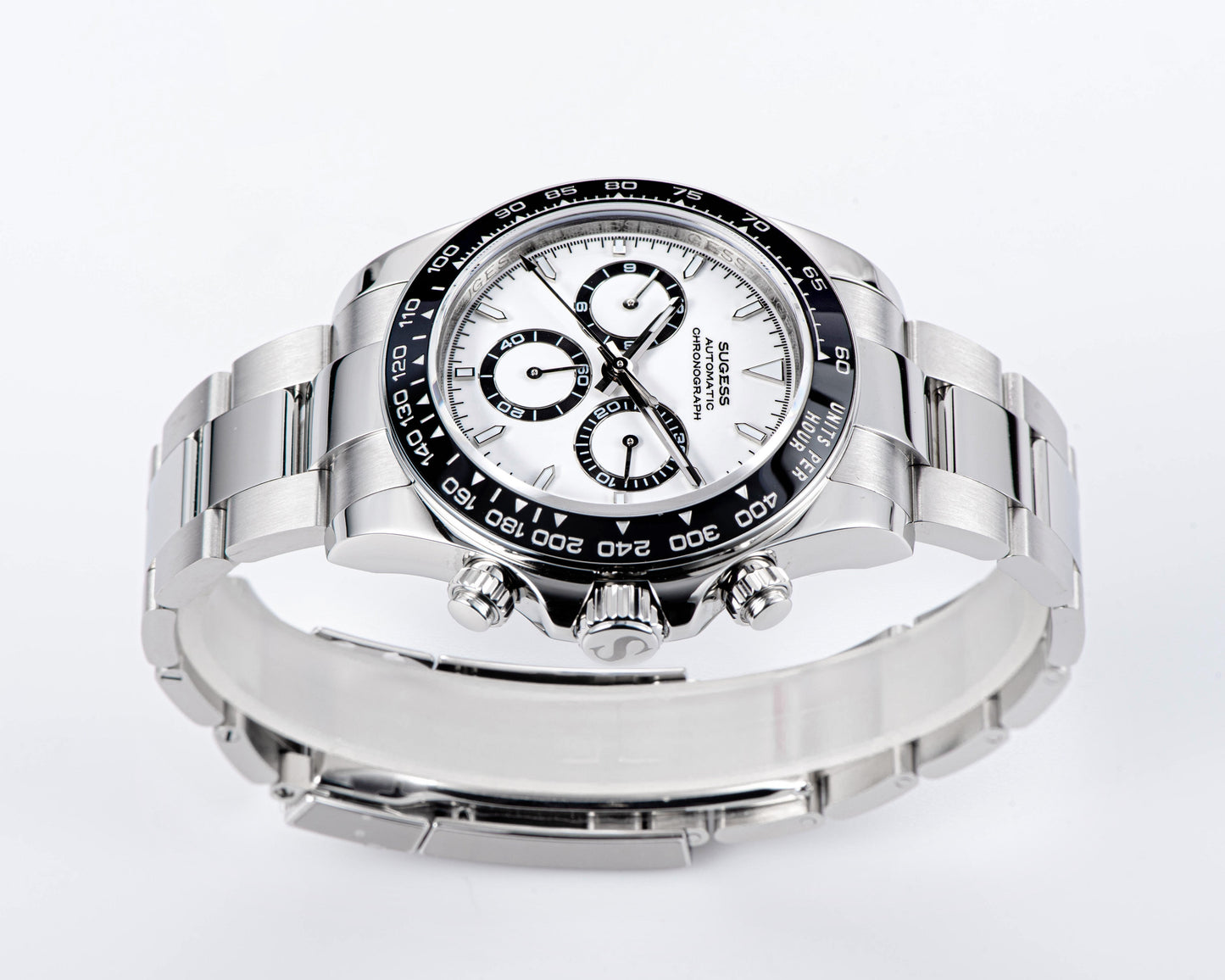 Automatic Chronograph 418-2 Black Dial Stainless Steel Bezel Professional