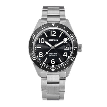 Seestern S434-2 Stainless-Steel Black Dial Professional Diver Automatic 200m Water Resistant