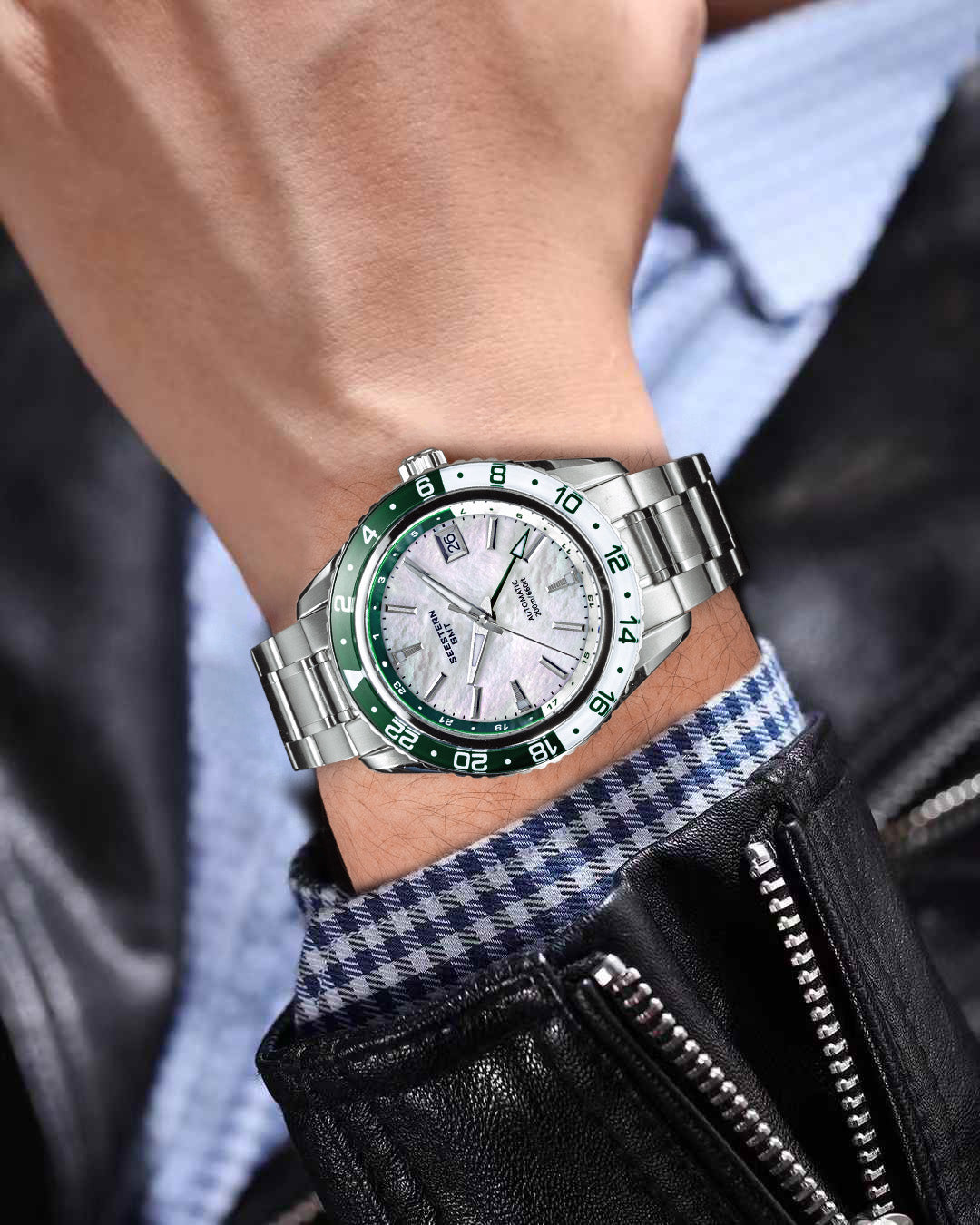 Seestern S456 GMT Automatic White Pearl Dial Automatic