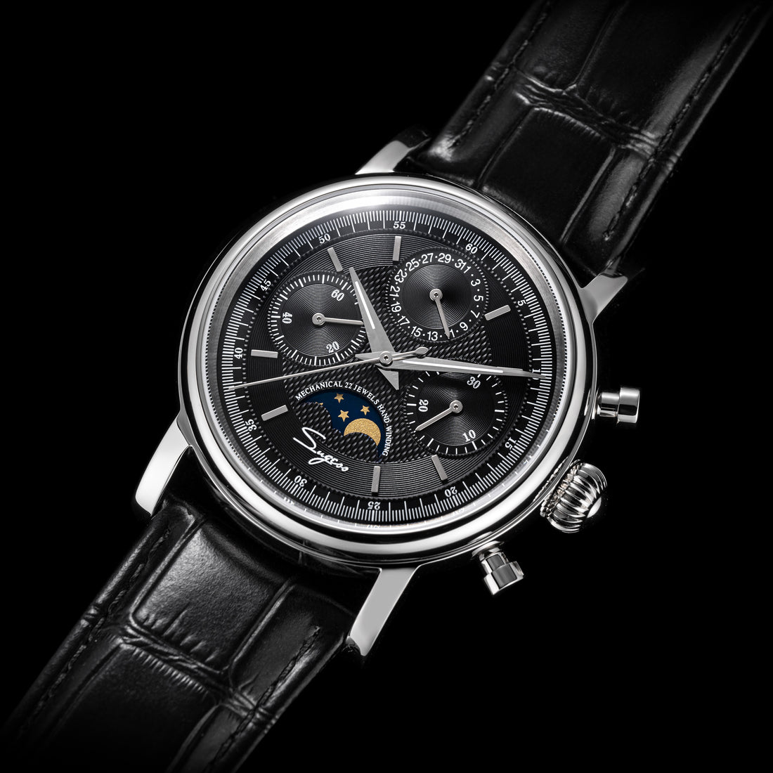 MoonPhase Master S394 (SU1908SZ) Stainless-Steel Case Black Dial