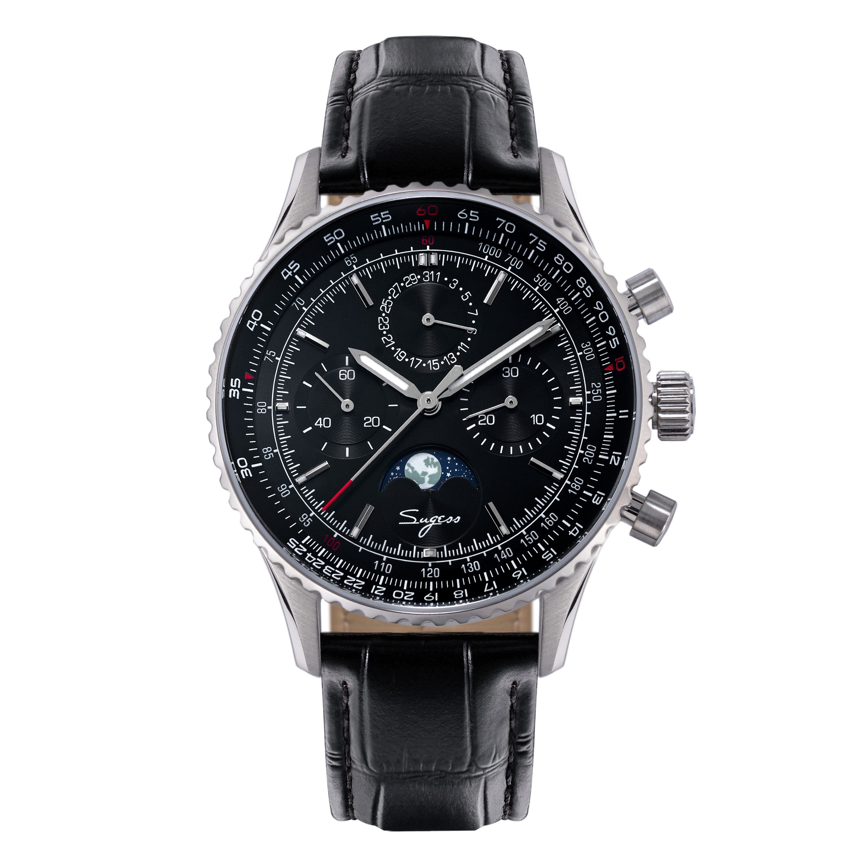 MoonPhase Chrono Master S468 Stainless Steel Case Black Dial