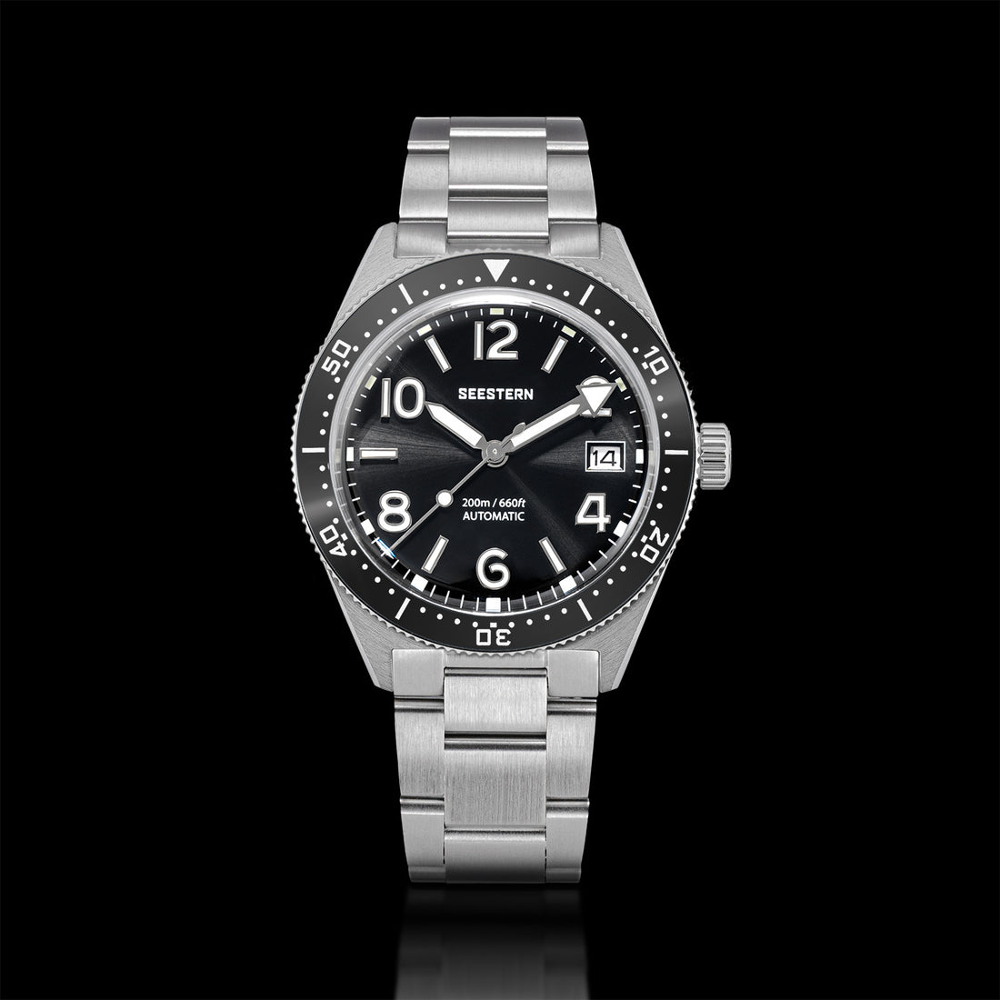 Seestern S434-2 Stainless-Steel Black Dial Professional Diver Automatic 200m Water Resistant