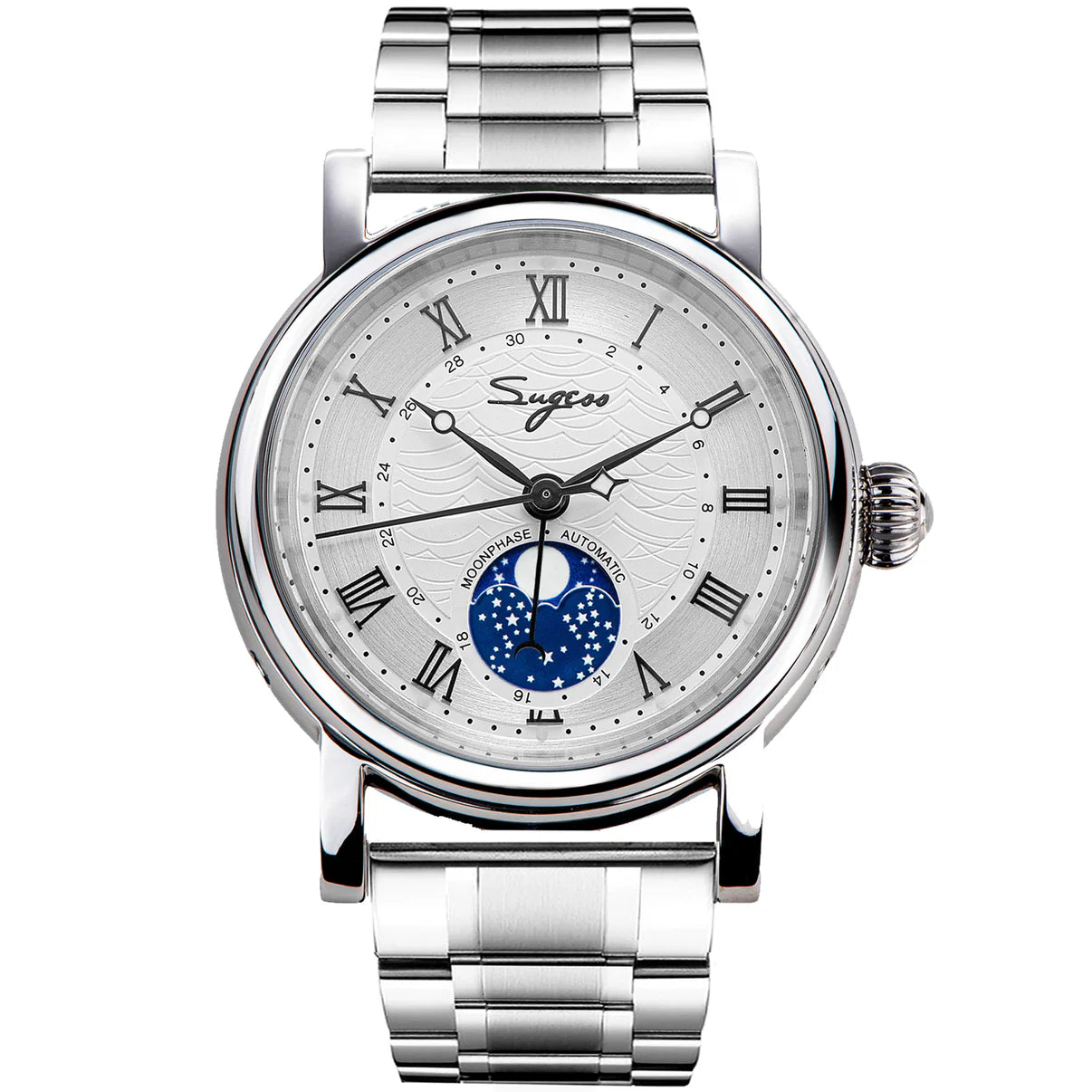 Sugess Luminous Moonphase Seagull ST2108 Movement Watch SU2108SZ