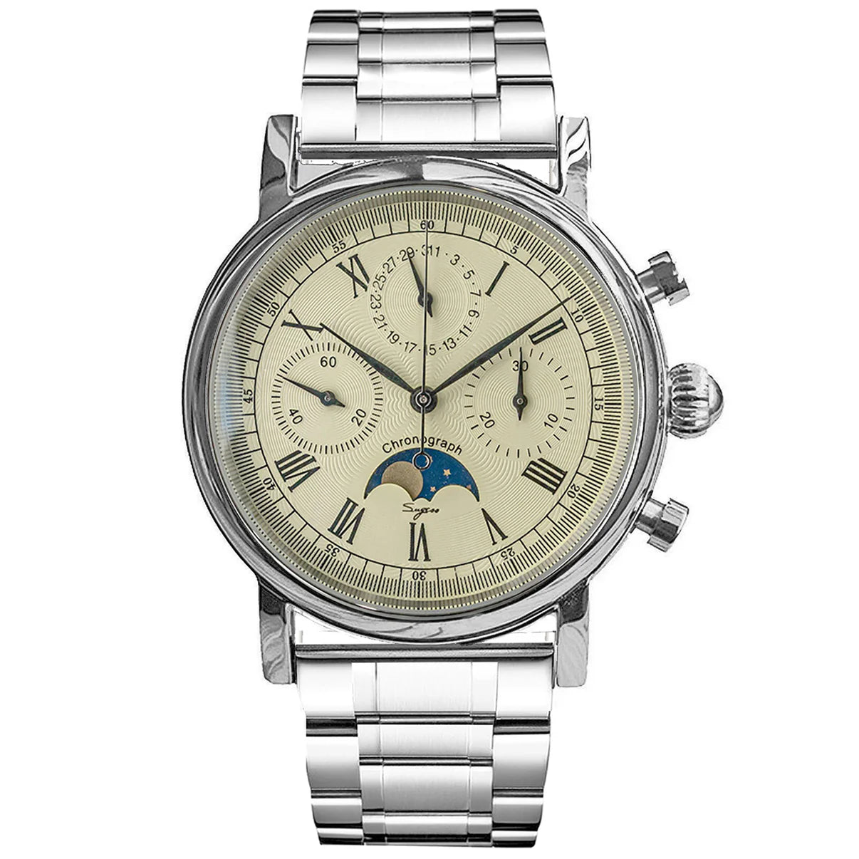 純銀記念スプーン CELER ET CERTUS Sugess Moonphase Seagull ST1908 Movement Watch SUM199B