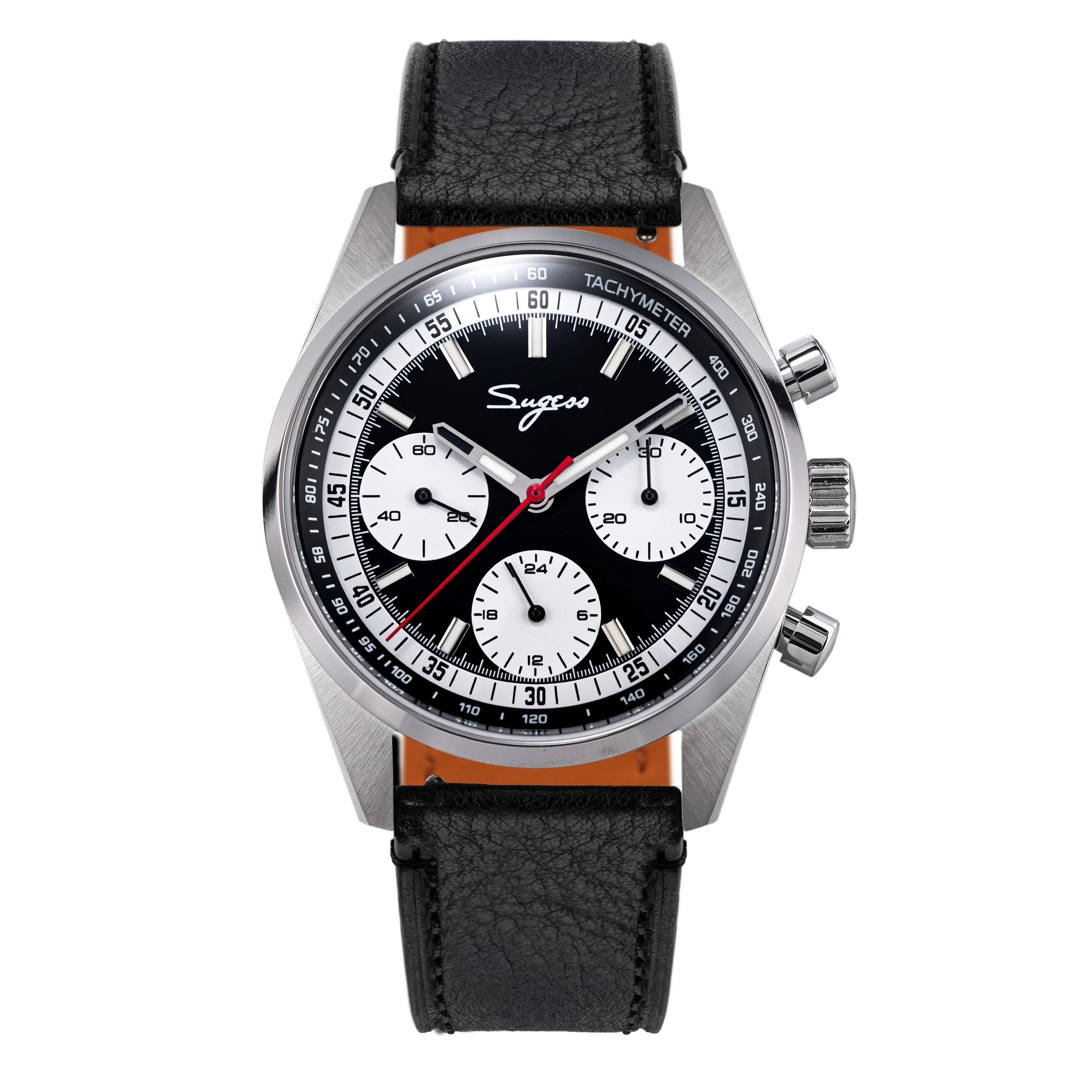 Sugess S465 Chronograph Stainless Steel Black Dial Silver Hand Black L