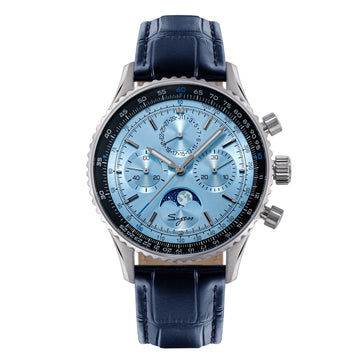 MoonPhase Chrono Master S468 Stainless Steel Case Light Blue Dial
