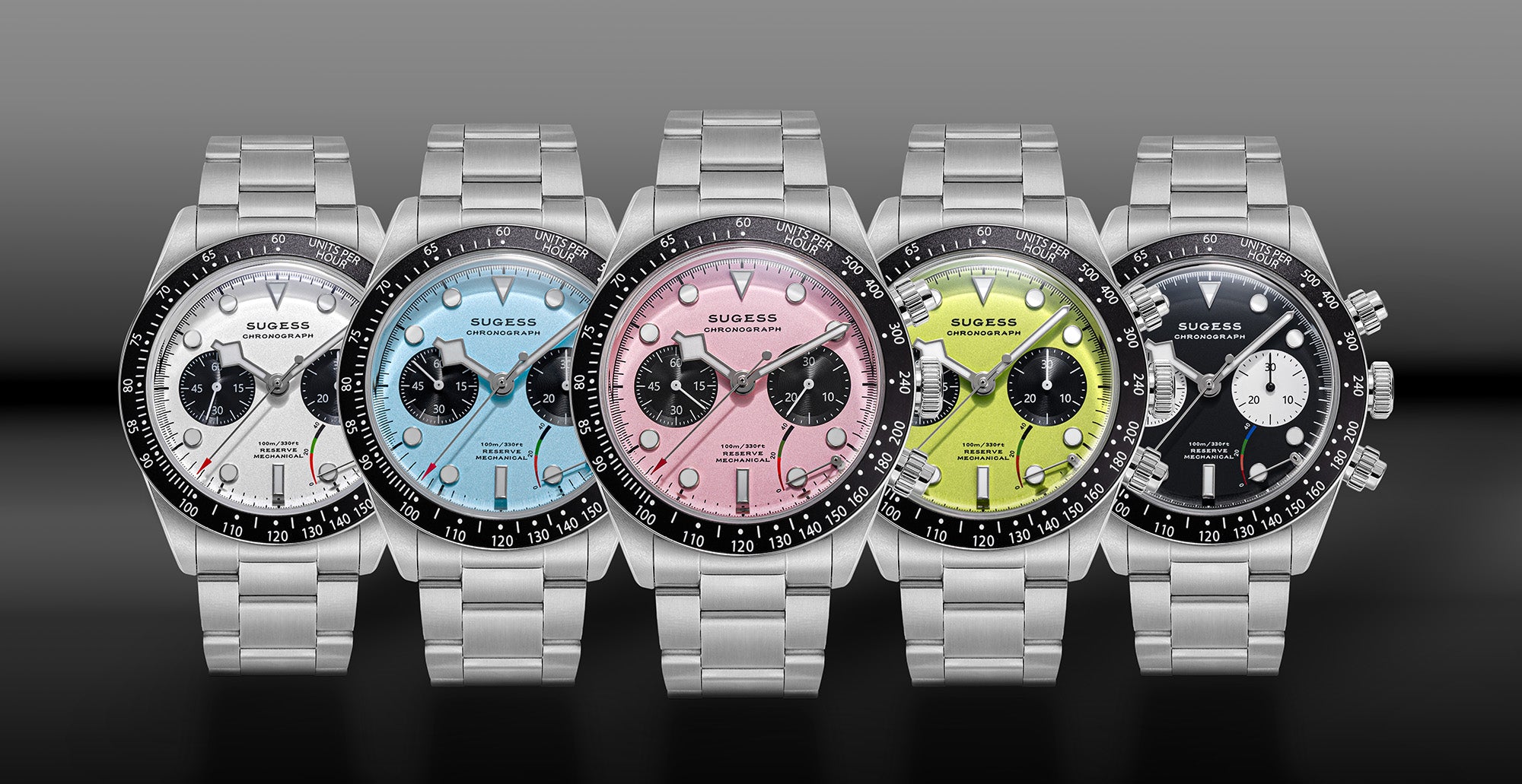 時計 SUGESS Chrono Heritage S457 Chronograph Power Reserve White Panda Dial