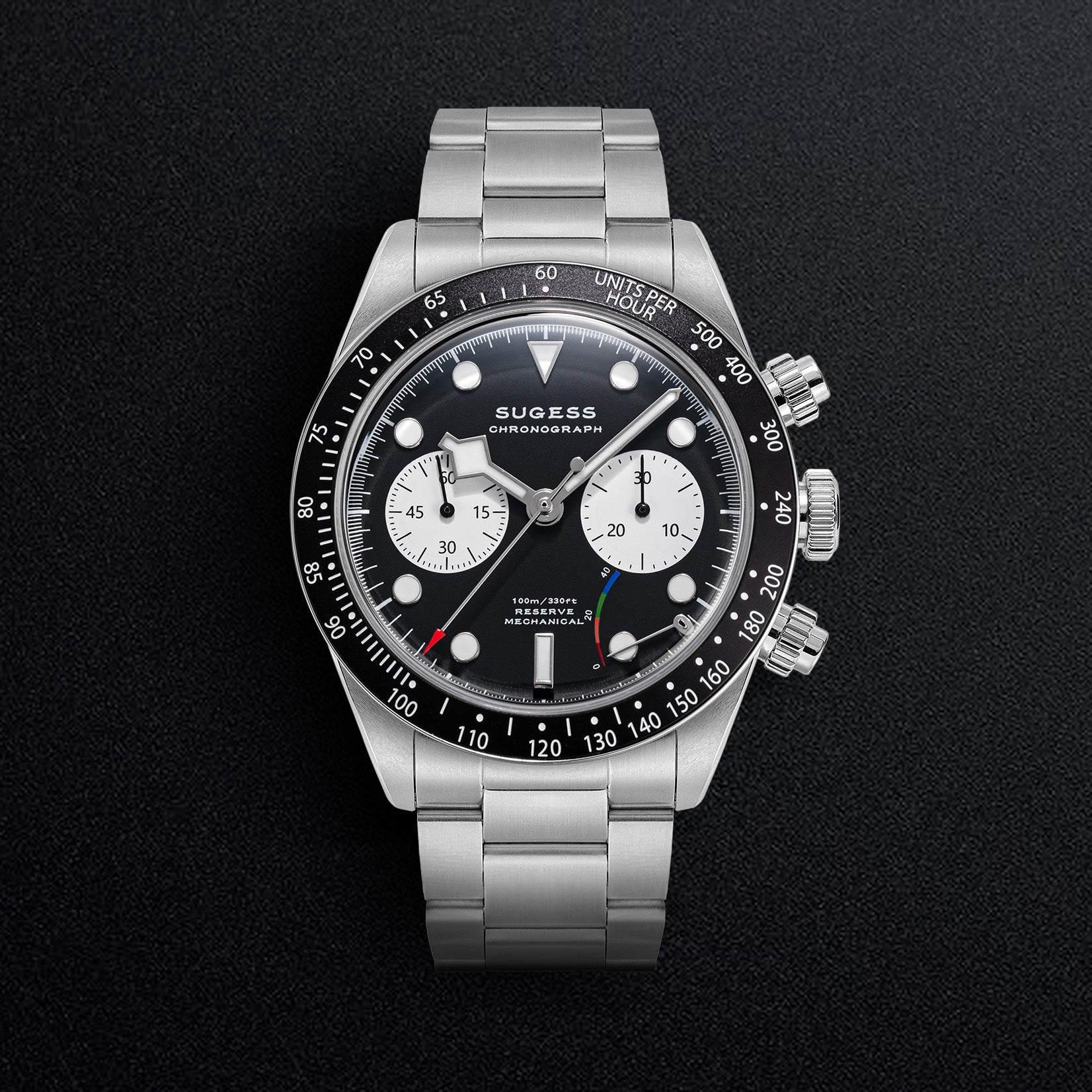Sugess S457 Panda Cronografo Meccanico Acciaio Bianco Nero Zaffiro Orologio Uomo Sugess S457 Panda Cronografo Meccanico Acciaio Bianco Nero Zaffiro Orologio Uomo