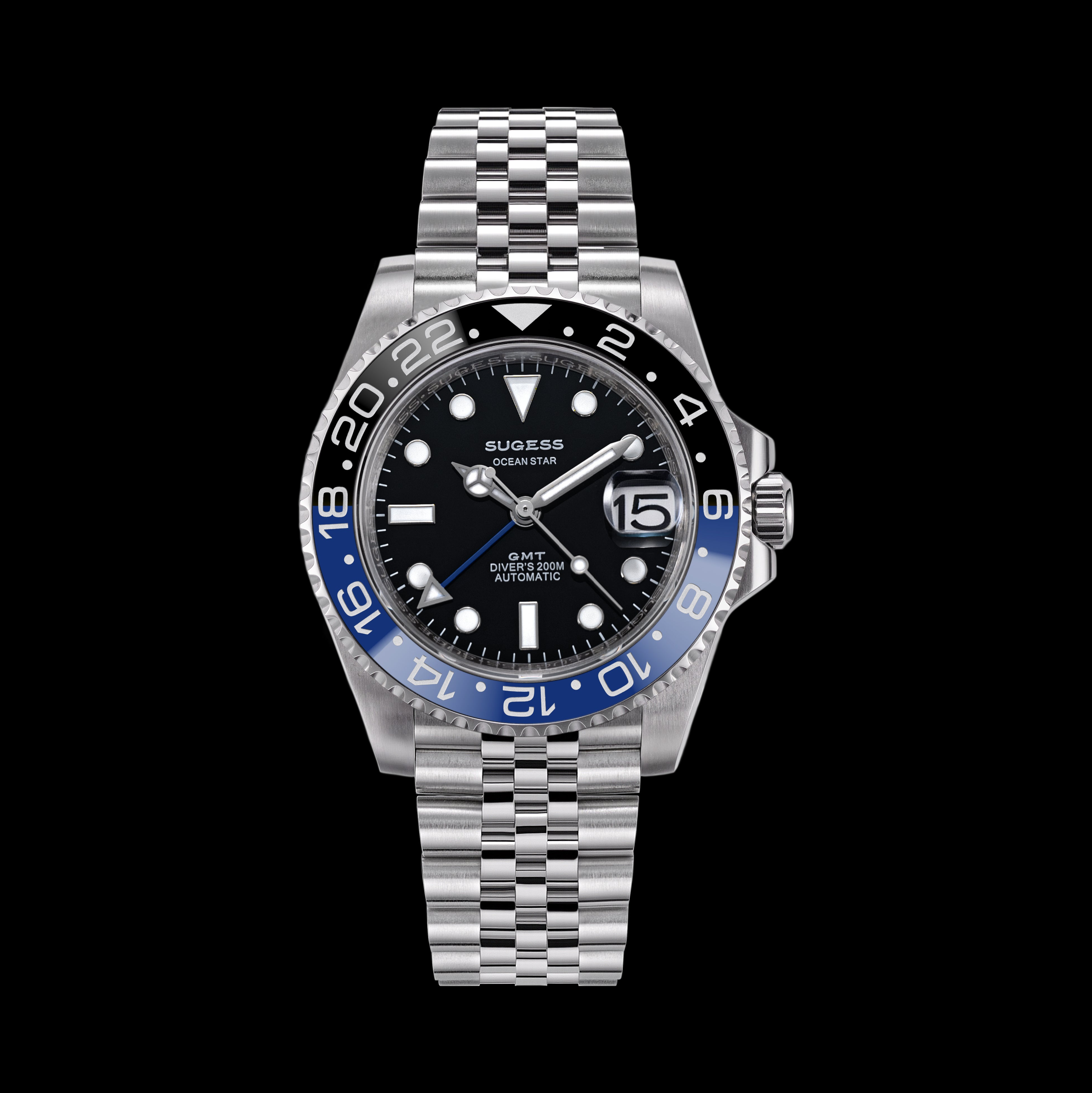 Sugess GMT Diver's Stainless Steel Ceramic Bezel High Beat 28,800