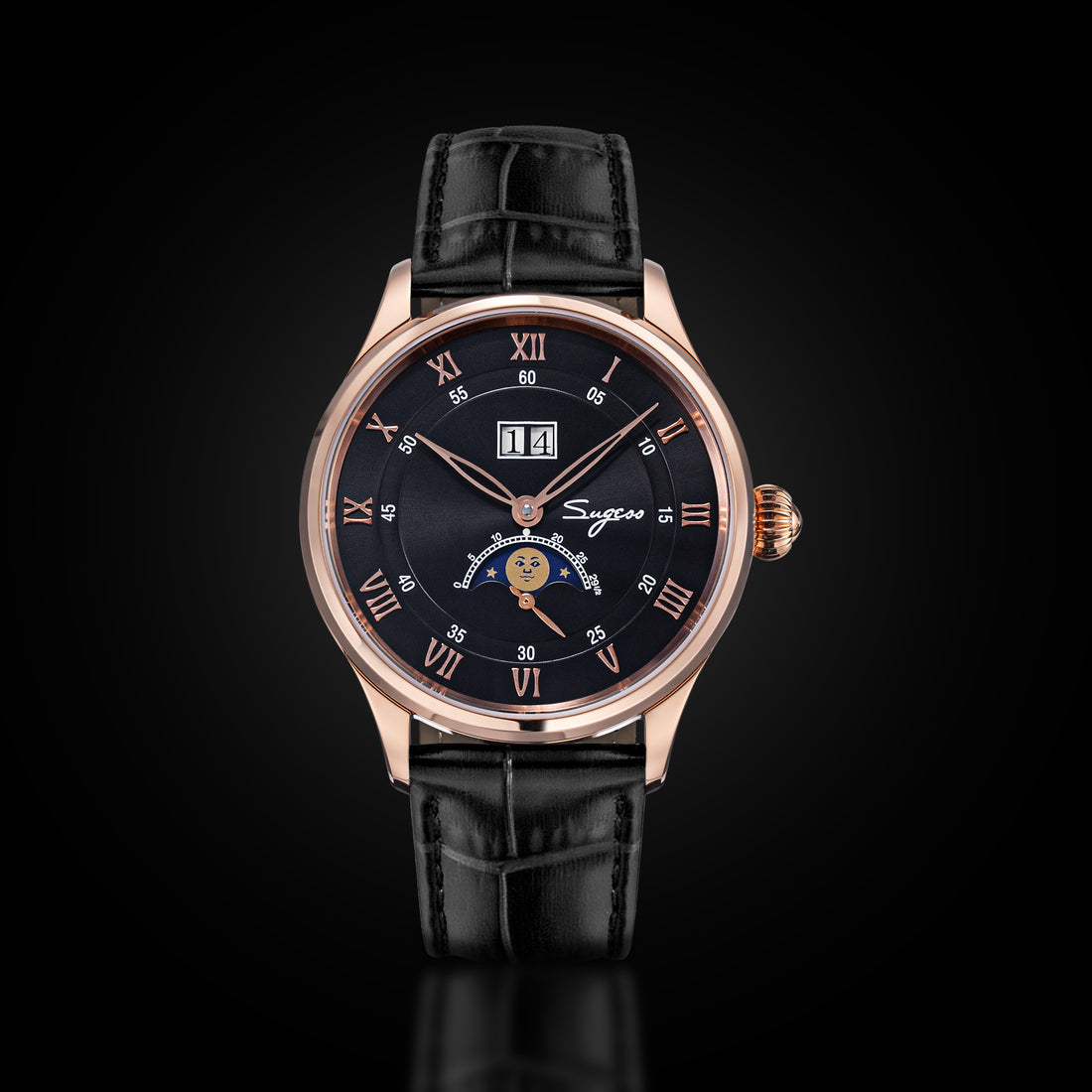 MoonPhase Master S437-2 Moon Phase Automatic Rose Gold Case Black Dial