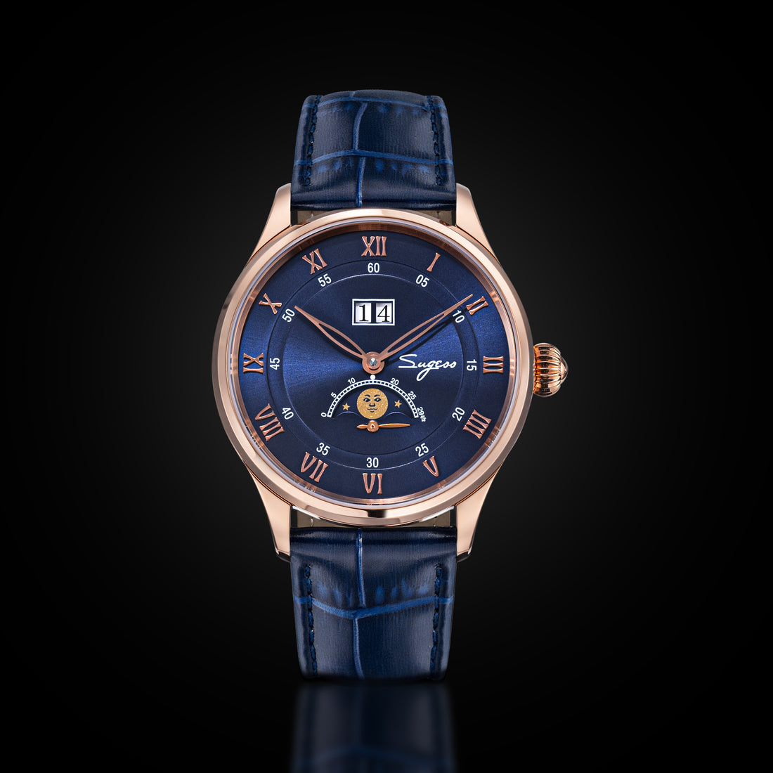 MoonPhase Master S437-2 Moon Phase Automatic Rose Gold Case Blue Dial