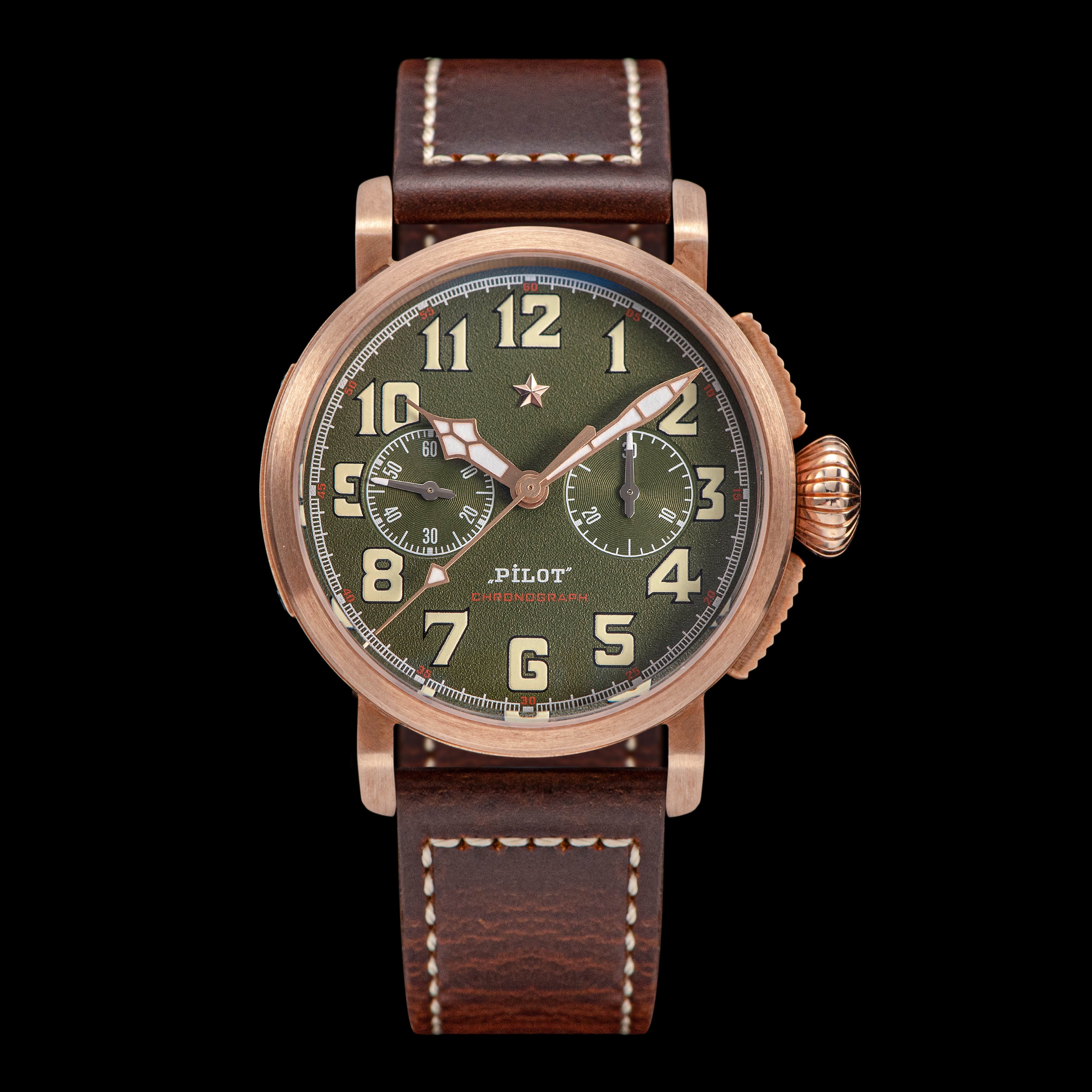 Sugess Pilot Master S409 Green Dial Chronograph CuSn8 Bronze