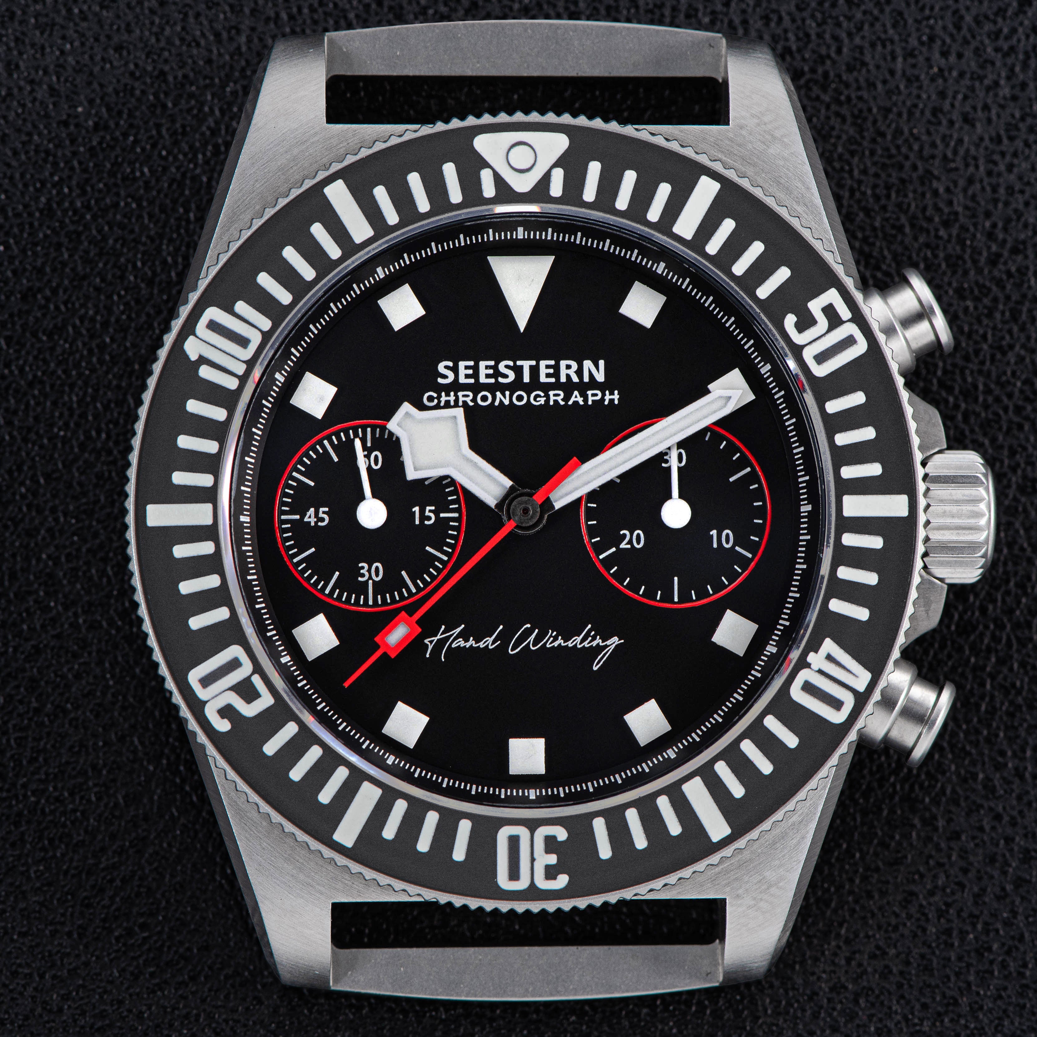 Seestern Chrono S445 445 Chronograph Blue Dial ST19 Movement Black