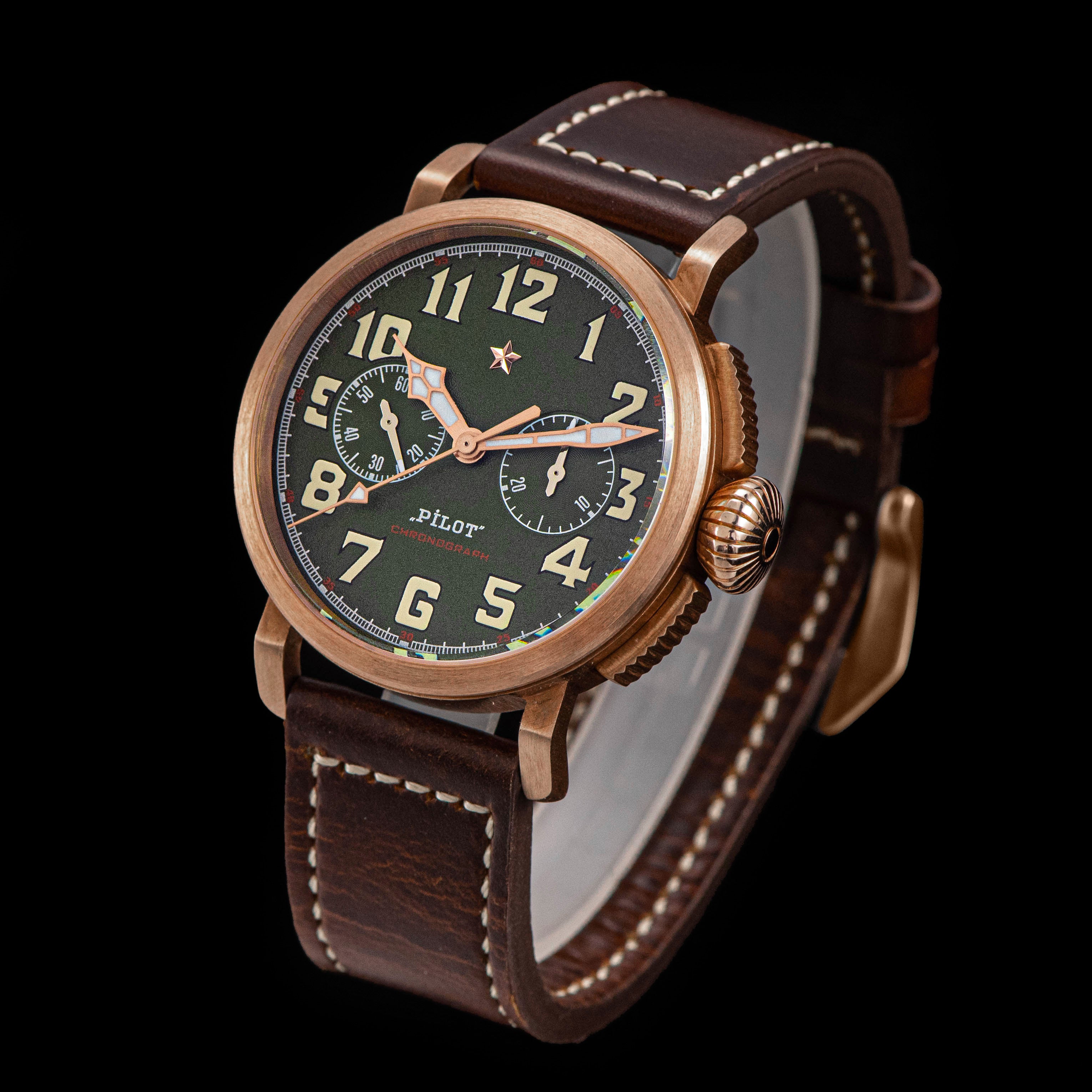 Sugess Pilot Master S409 Green Dial Chronograph CuSn8 Bronze