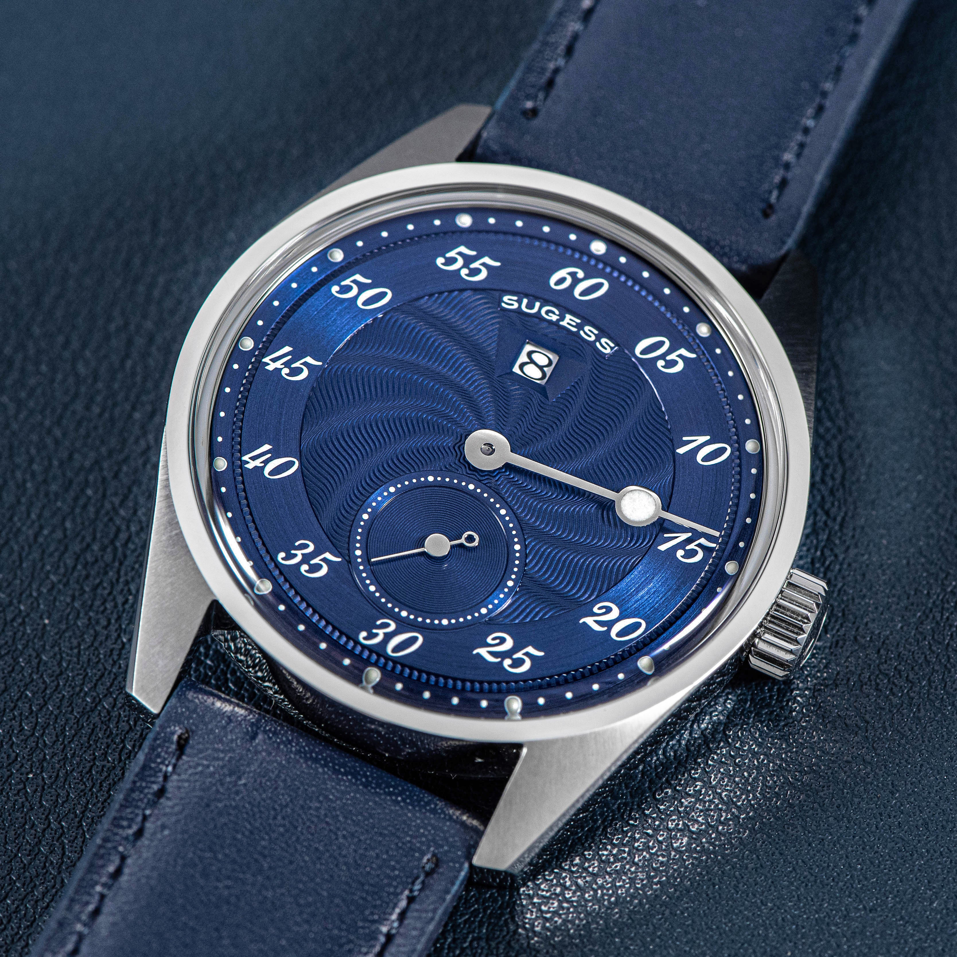 Automatic S451-1 Deep Blue Dial Jumping Hour One Pointer Stainless Ste