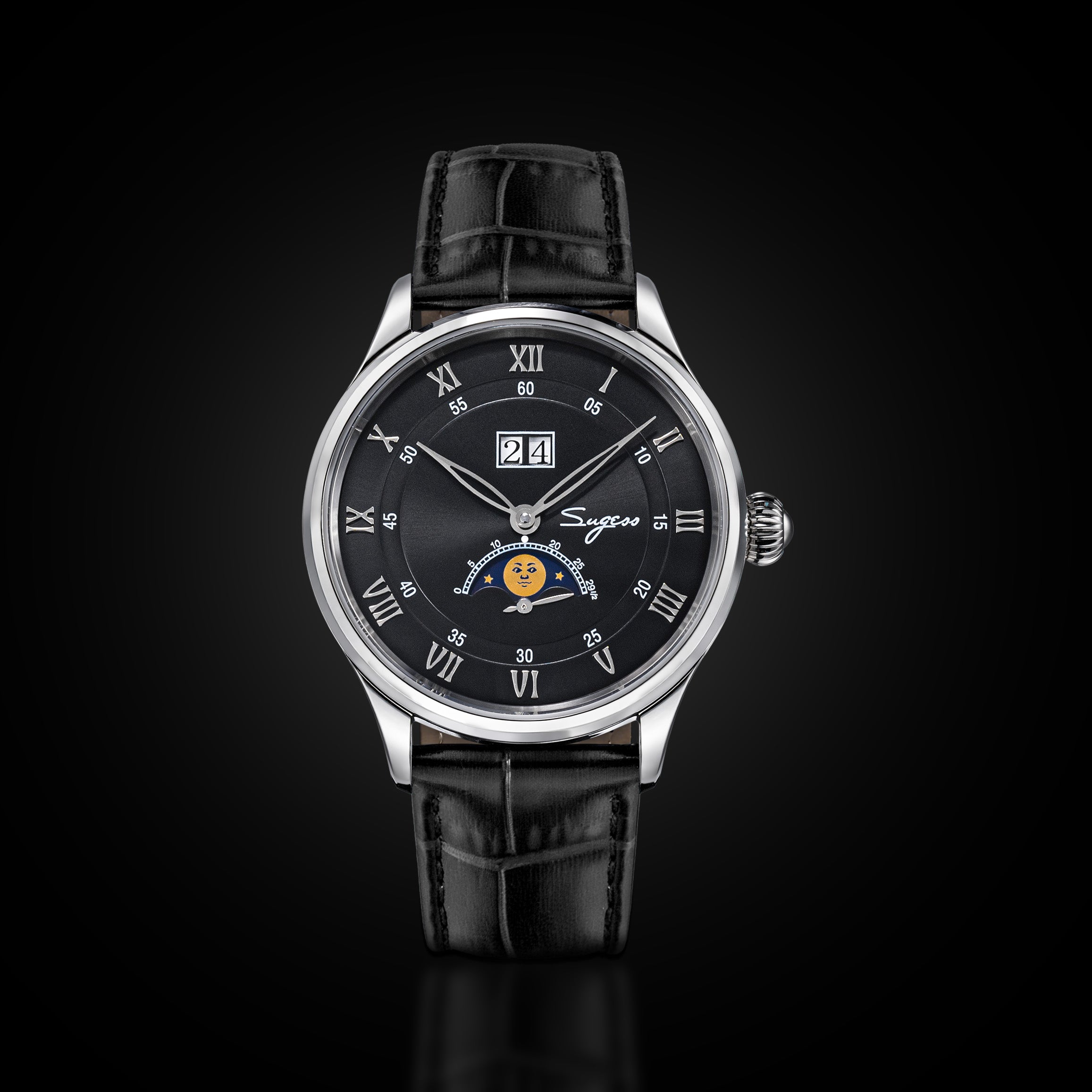 Sugess Luminous Moonphase Seagull ST2108 Movement Watch SU2108SK