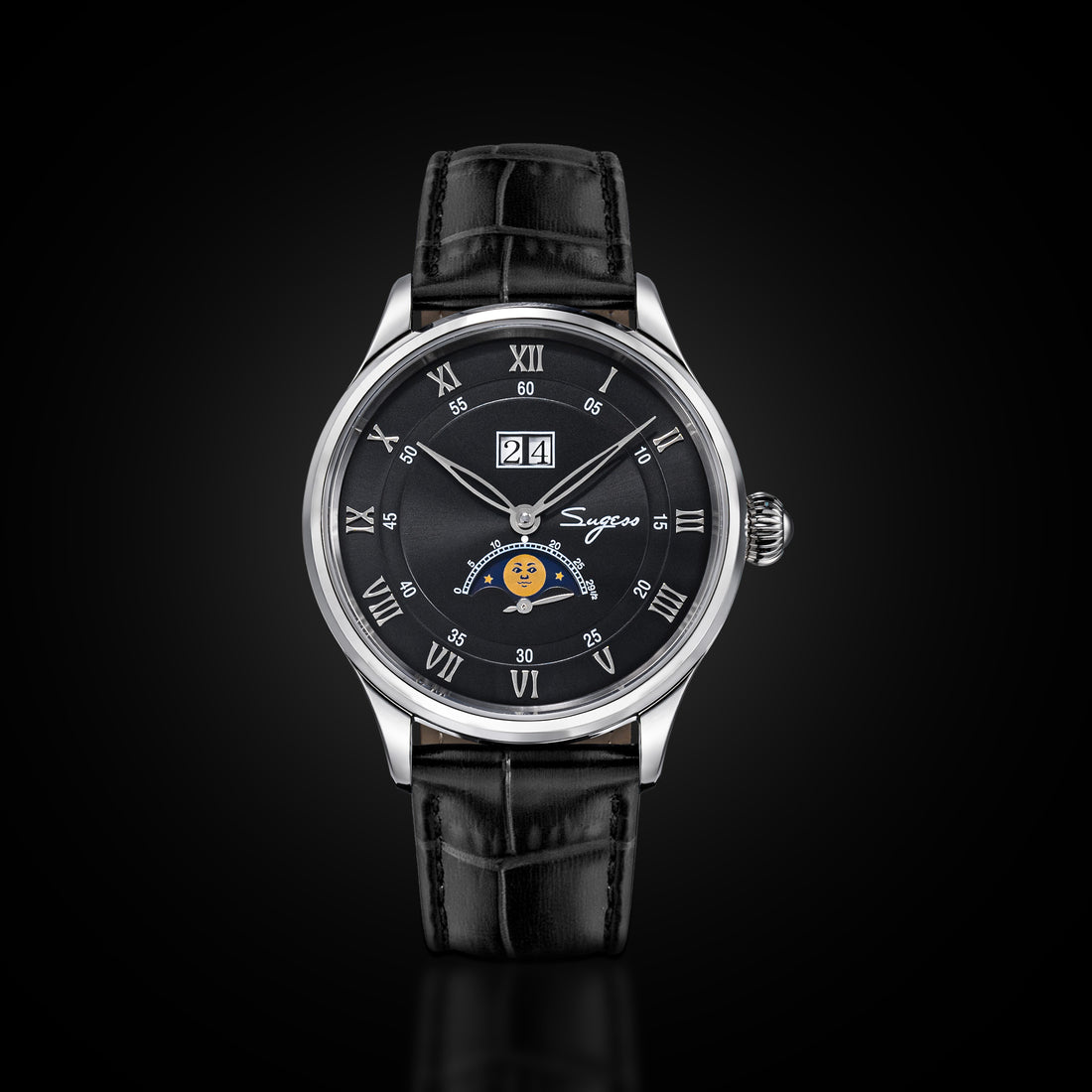 MoonPhase Master S437-2 Moon Phase Automatic Stainless Steel Case Black Dial