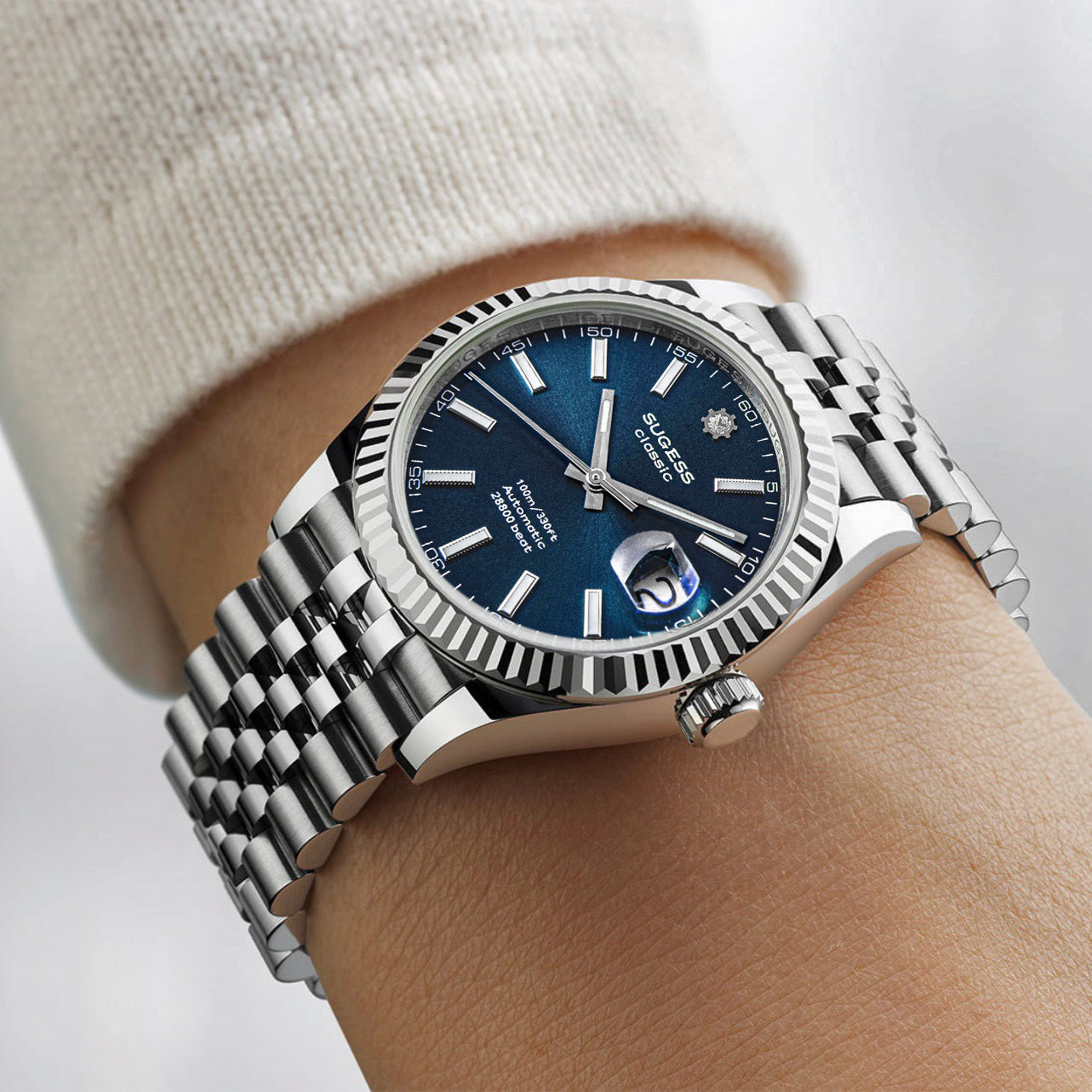 Automatic Classic S448 Deep Blue Dial Fluted Bezel Jubilee Bracelet ST