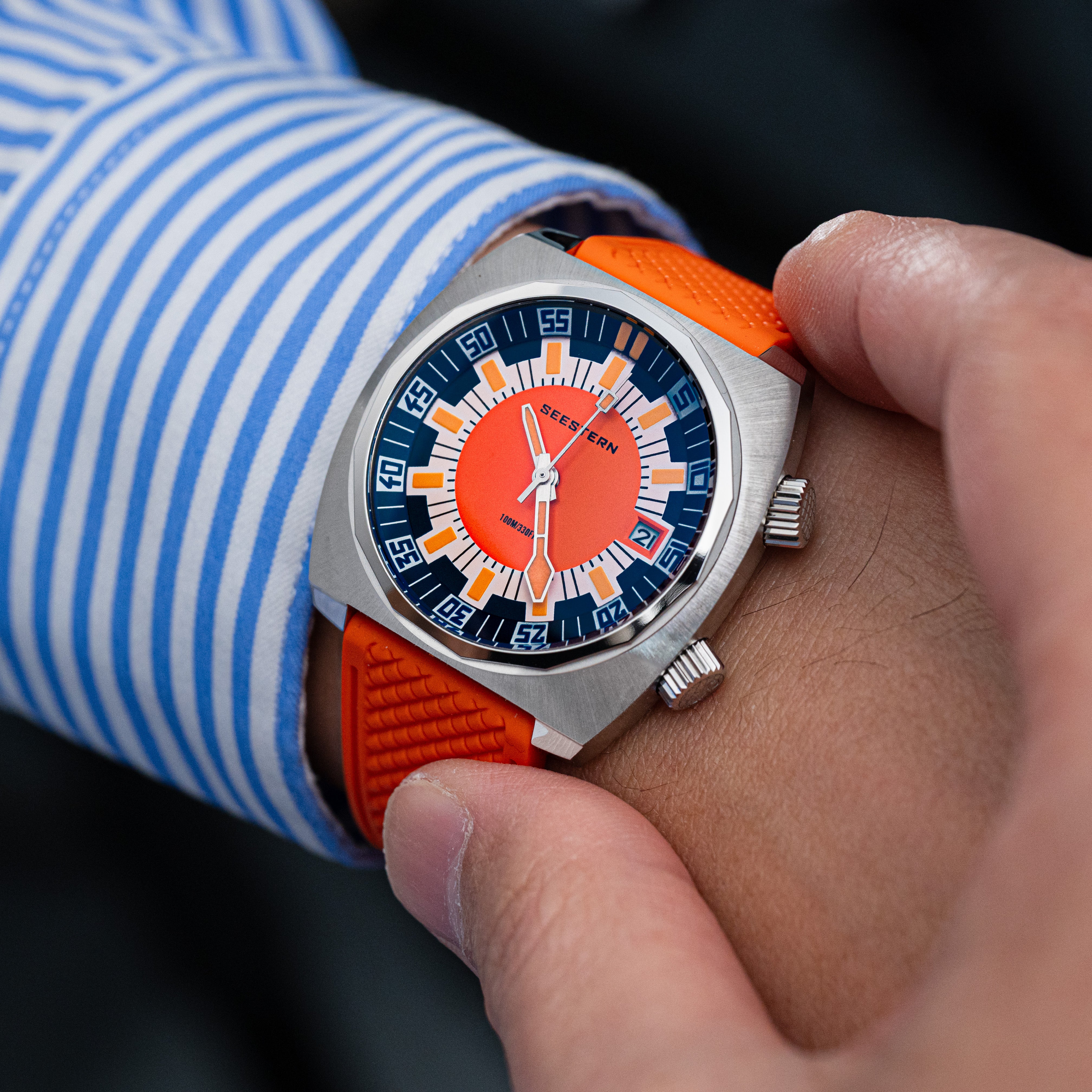 Seestern S471 Internal Rotating Bezel Orange Dial Automatic