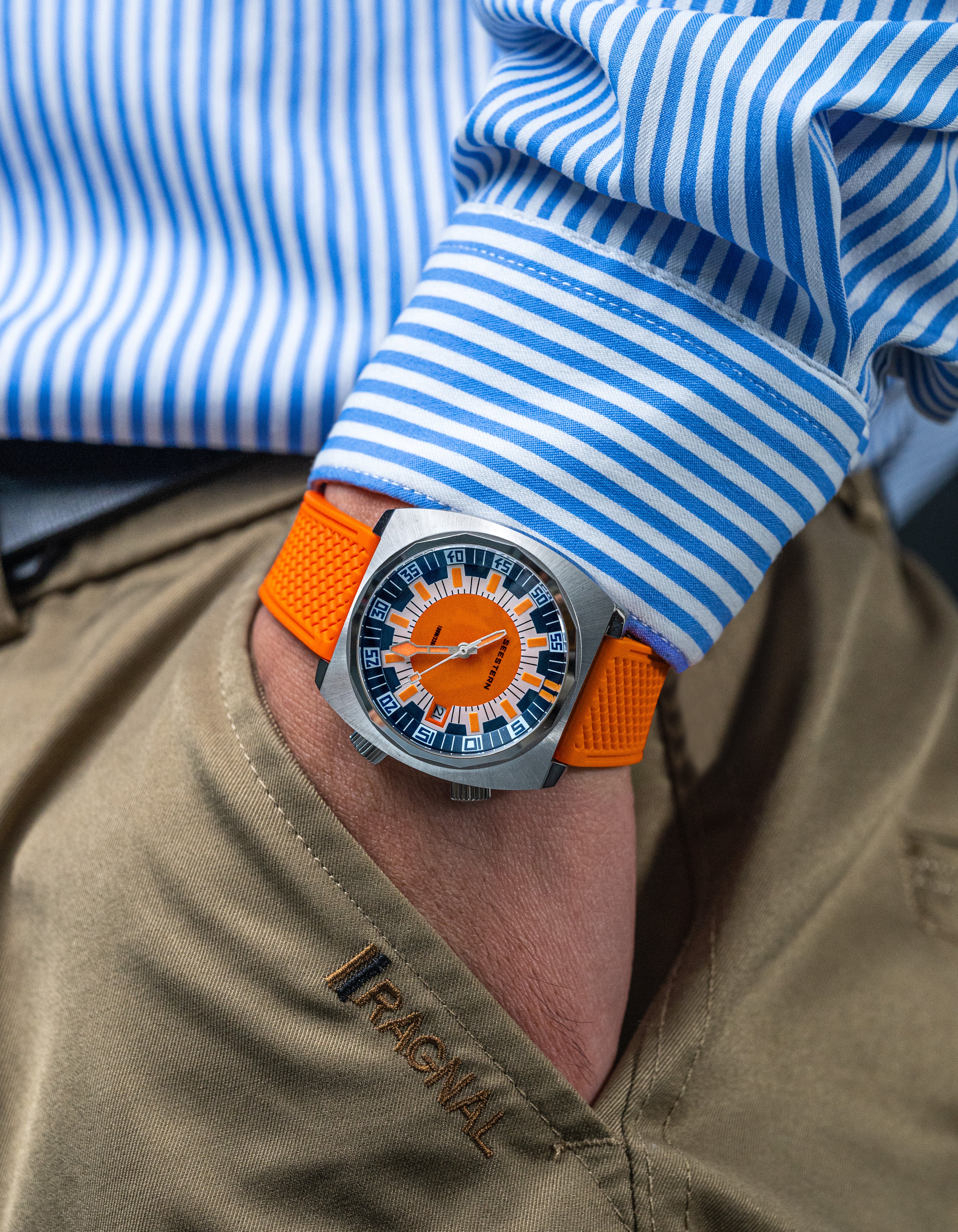 Seestern S471 Internal Rotating Bezel Orange Dial Automatic