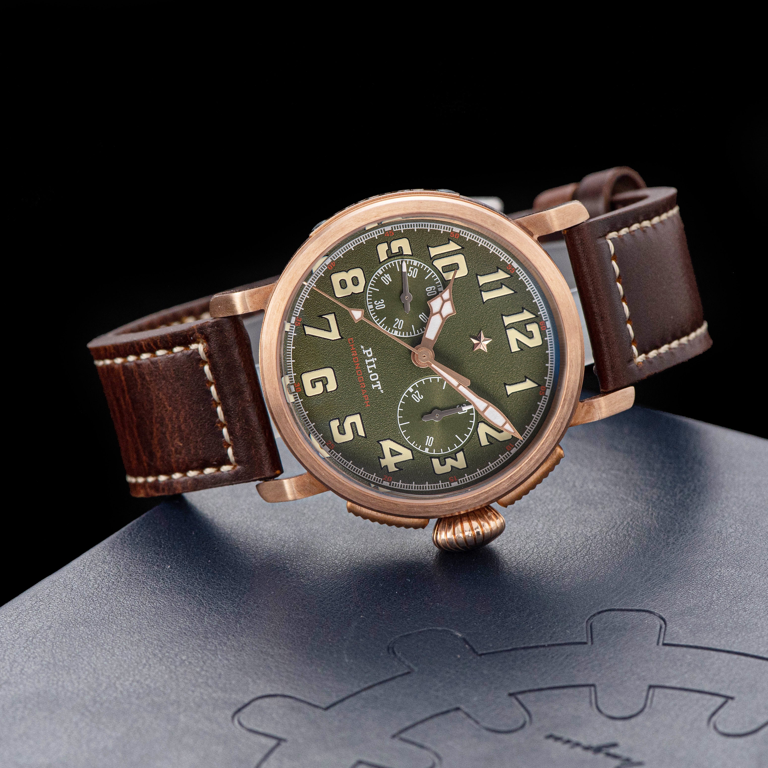 Sugess Pilot Master S409 Green Dial Chronograph CuSn8 Bronze