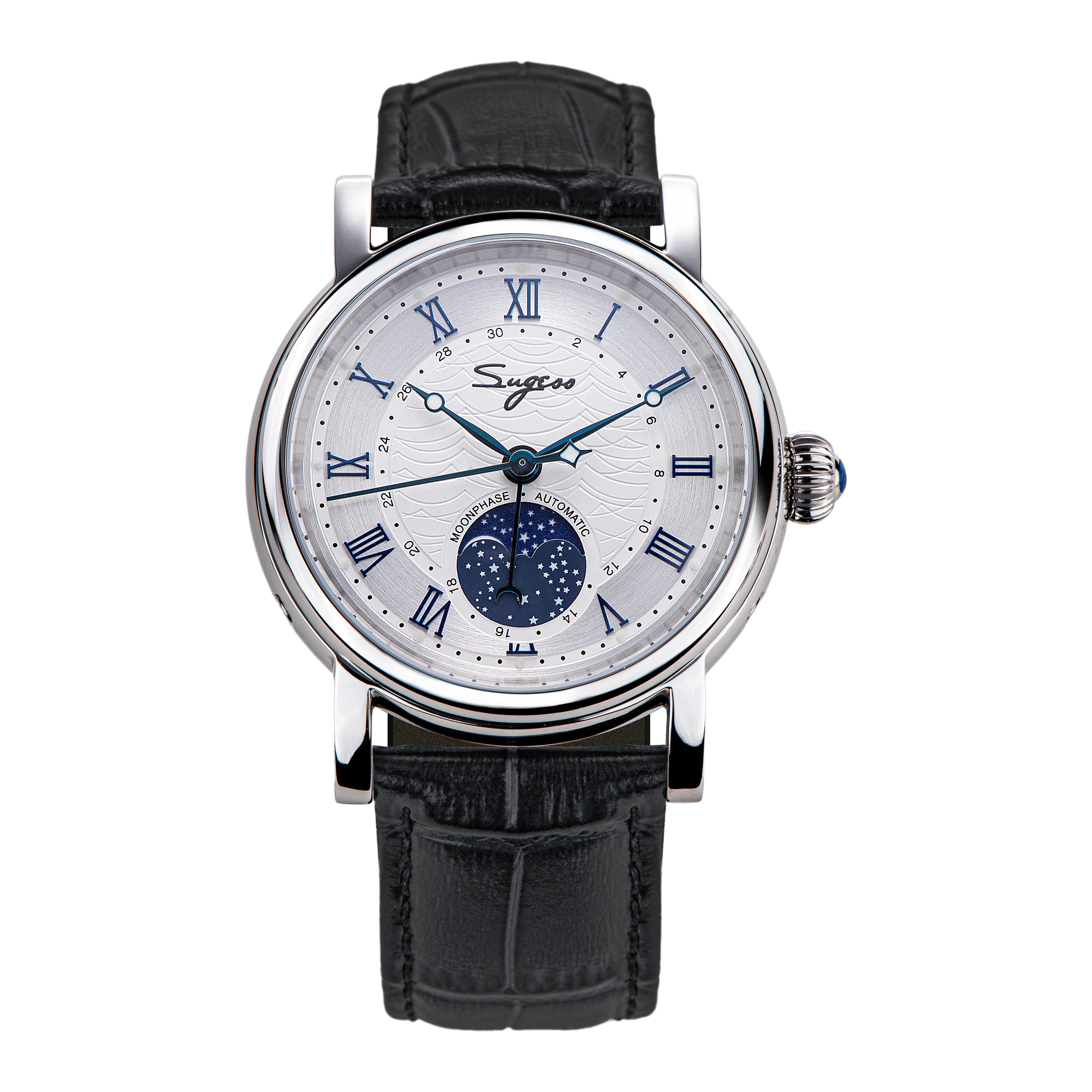 MoonPhase Master SU2108SZ Stainless-Steel Moon Phase Blue Indices