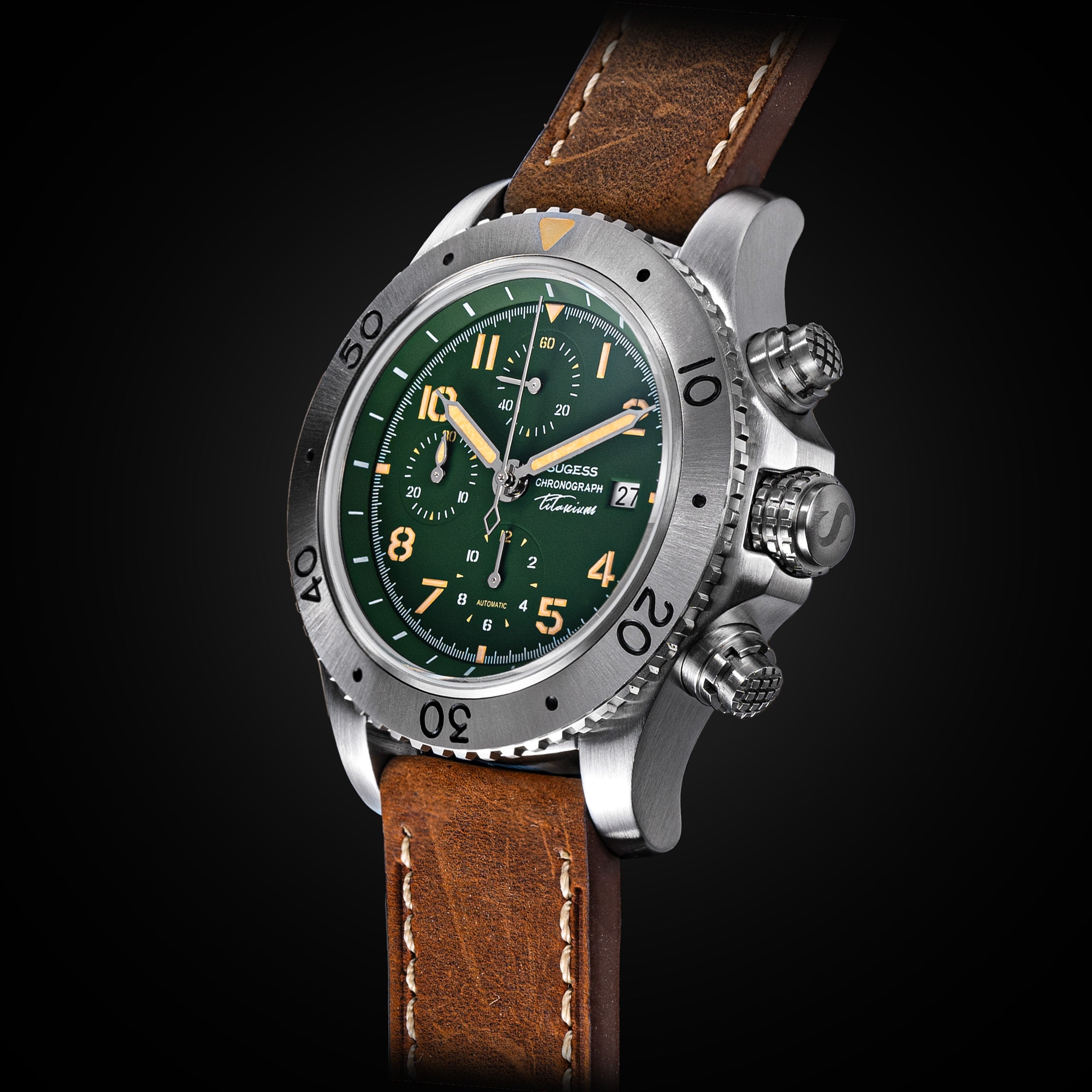 Sugess S464 Titanium Chronograph Green Dial