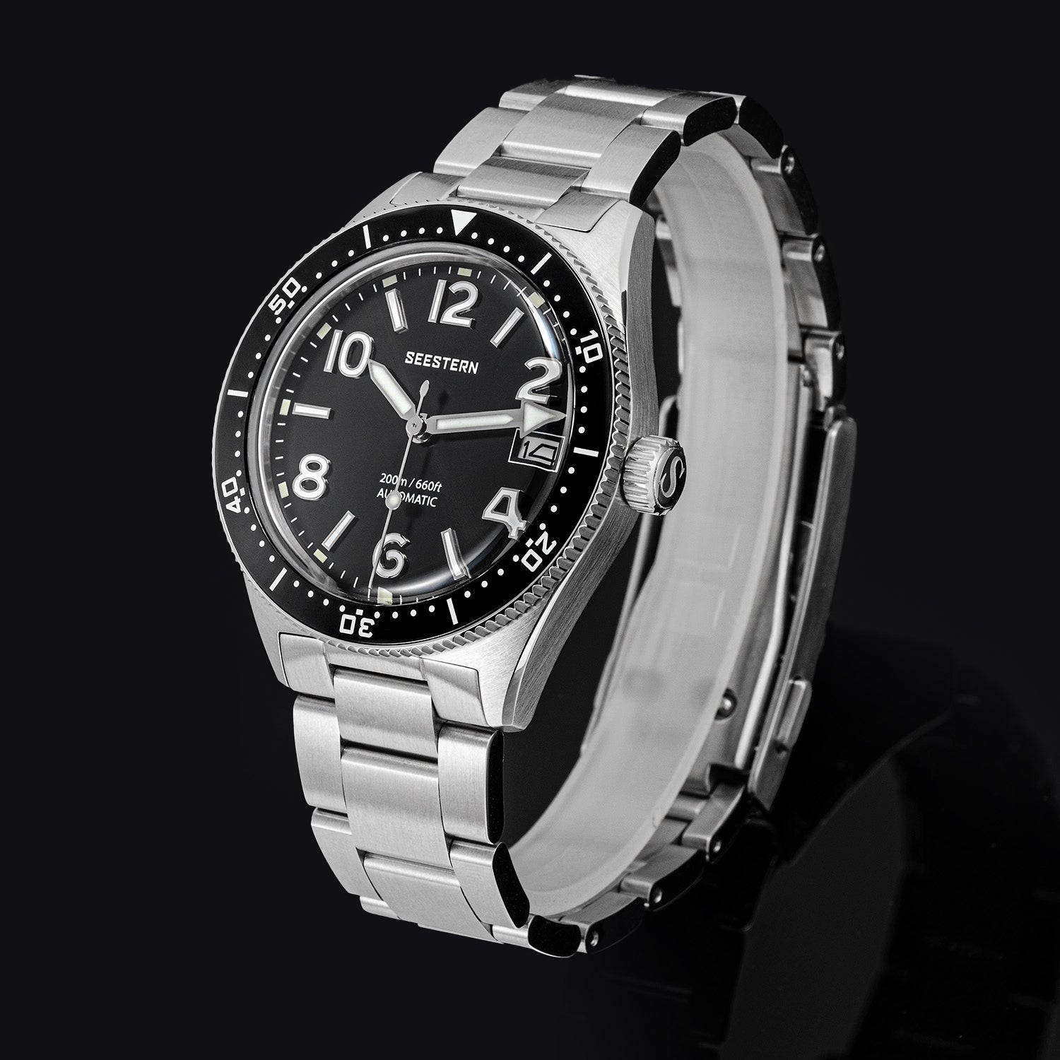 Seestern S434-2 Stainless-Steel Black Dial Professional Diver Automati