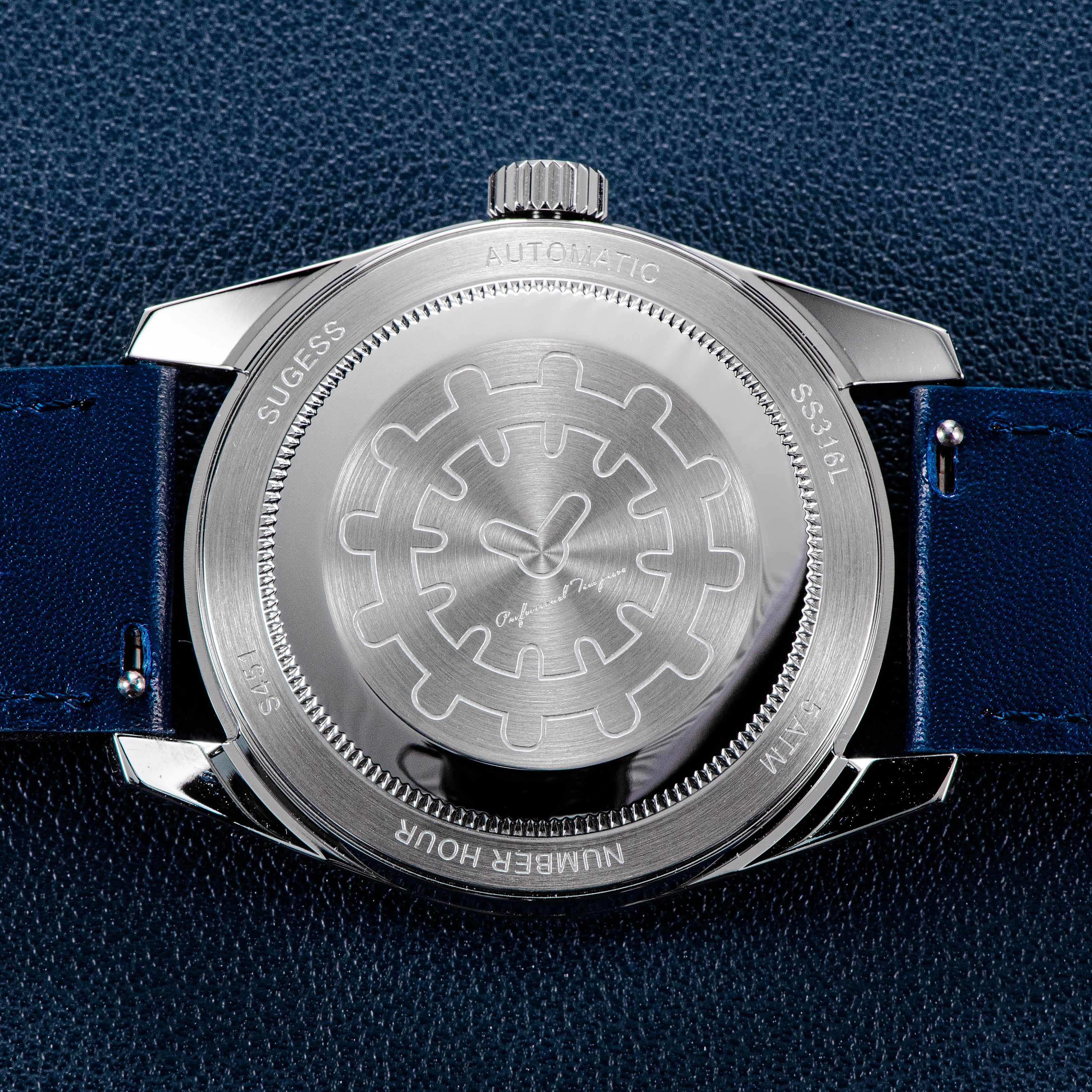 Automatic S451-1 Deep Blue Dial Jumping Hour One Pointer Stainless Ste