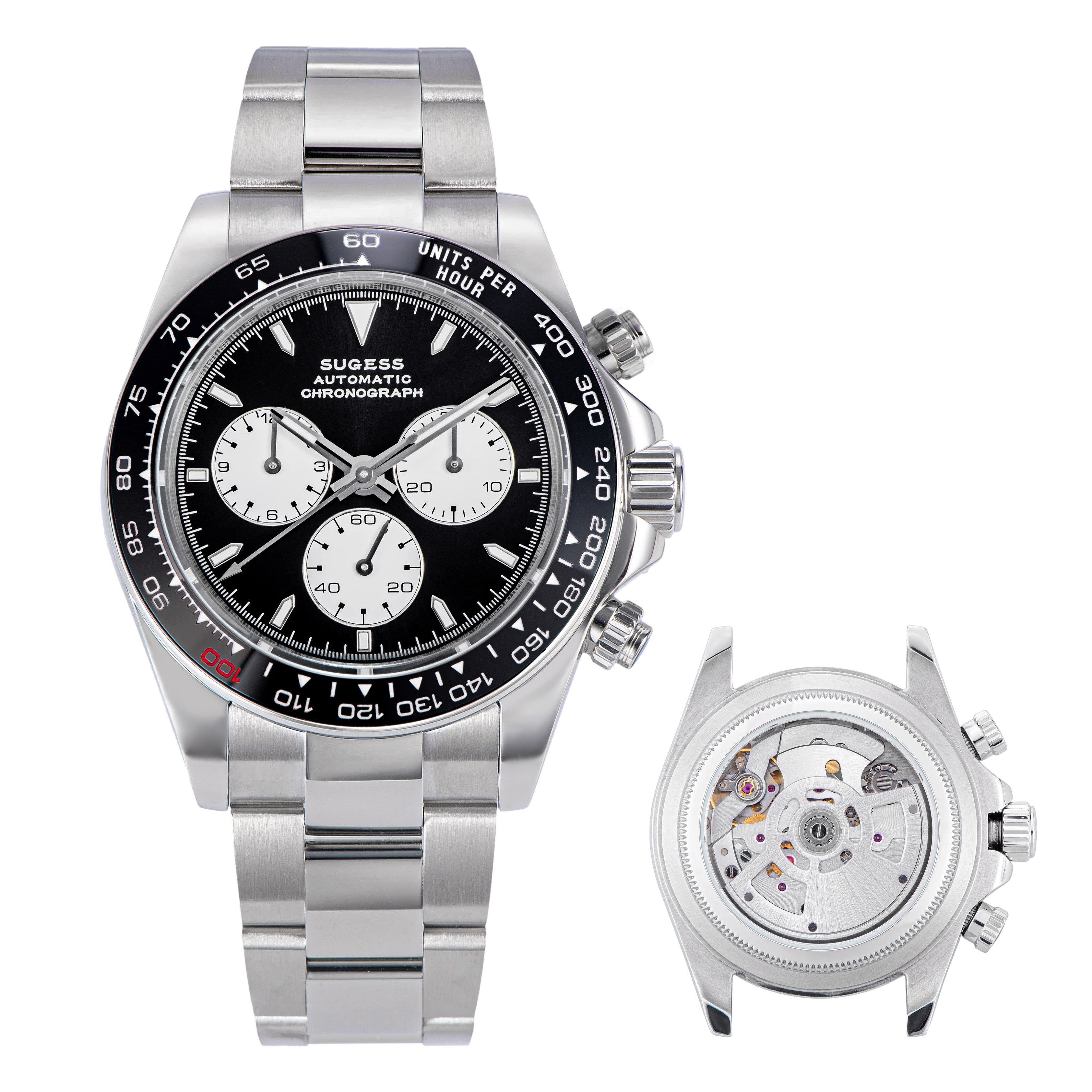 Automatic Chronograph 418-2 Panda Dial Ceramic Bezel Professional (Shi –  Sugess Watch