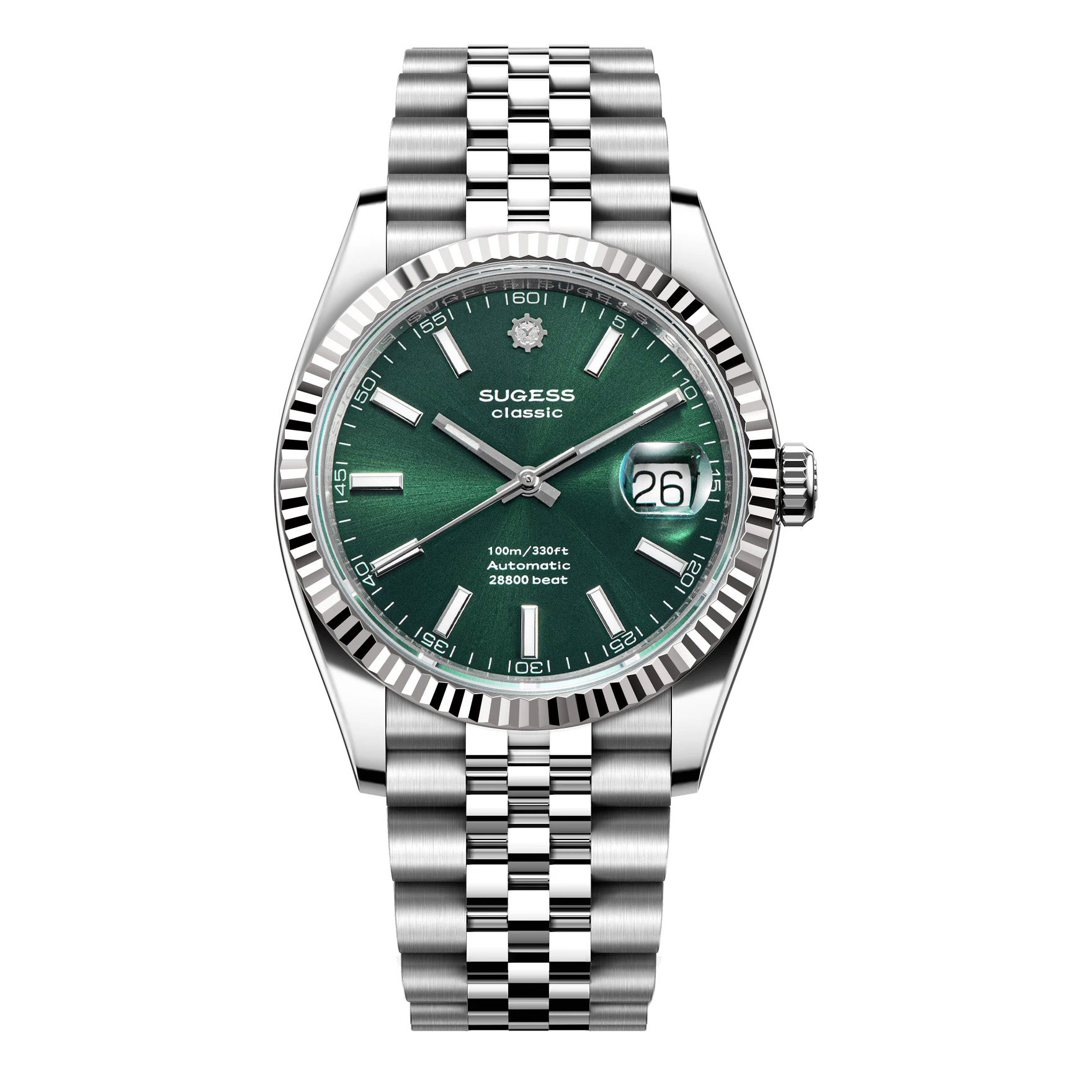 Automatic Classic S448 Green Dial Fluted Bezel Jubilee Bracelet ST2130