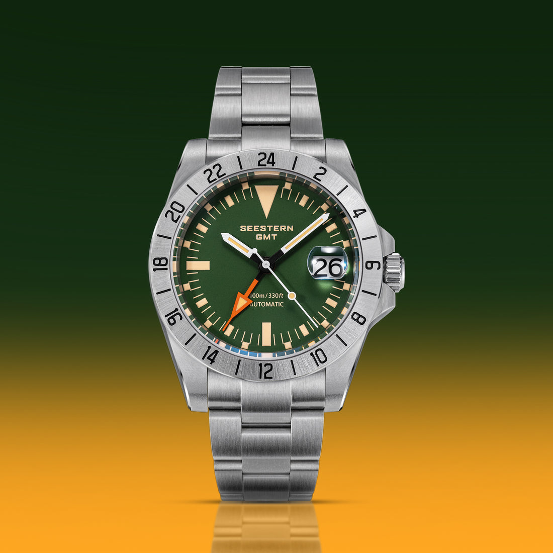 Seestern Heritage S436-2 BB Green Dial GMT Automatic