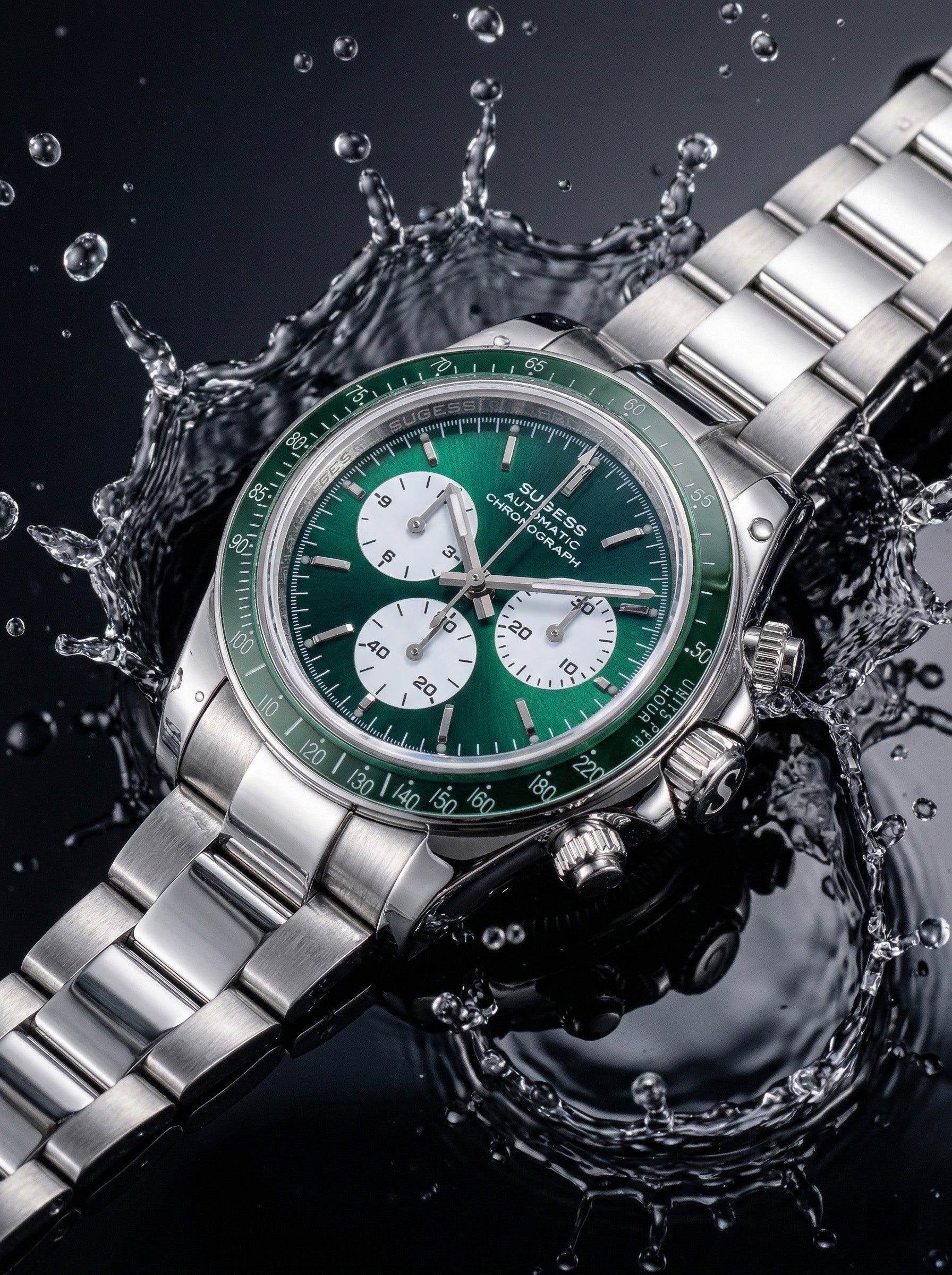 Seestern S473 Automatic Chronograph Sapphire Bezel Green Dial