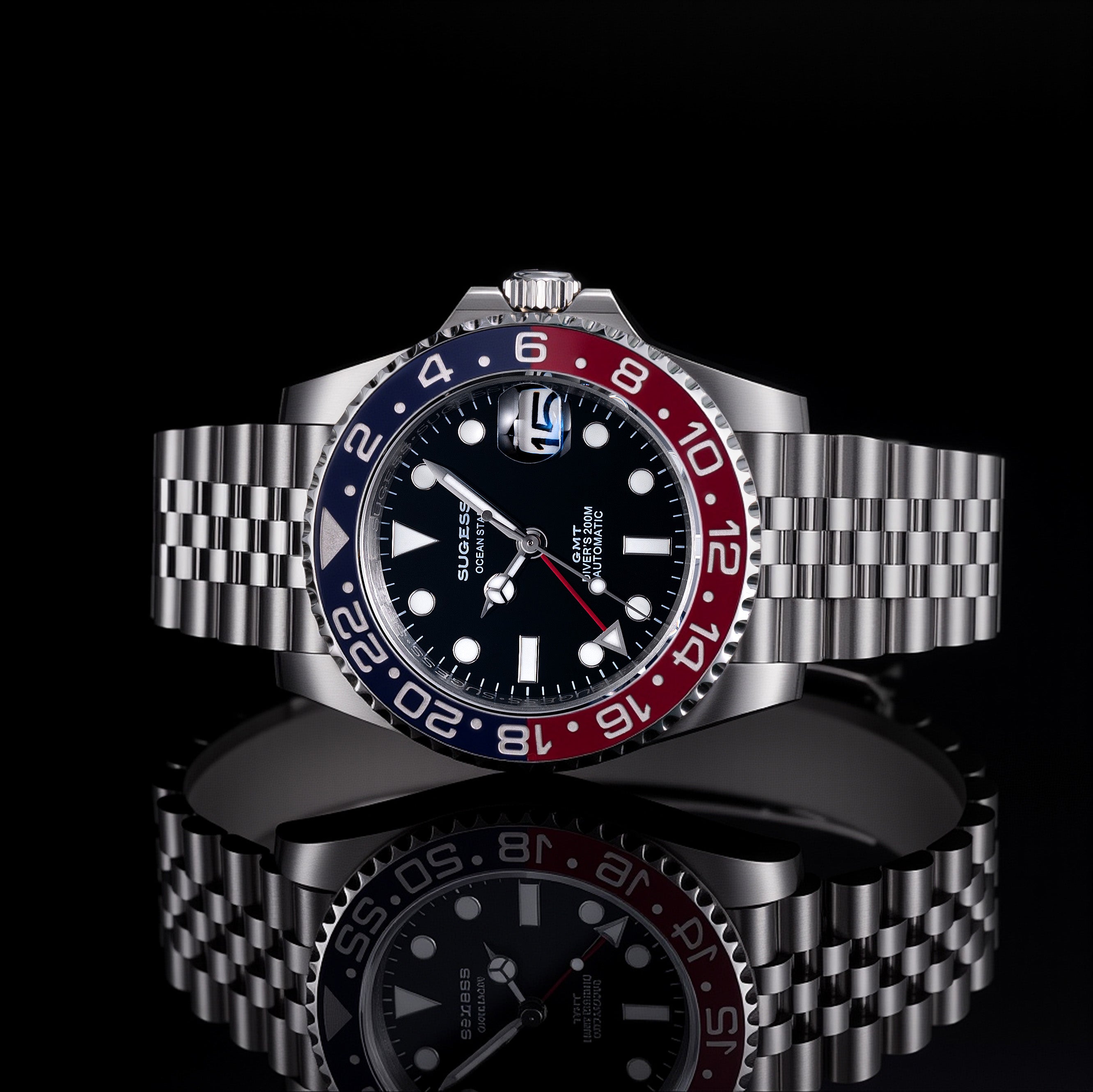Sugess GMT Diver's Stainless Steel Ceramic Bezel High Beat 28,800