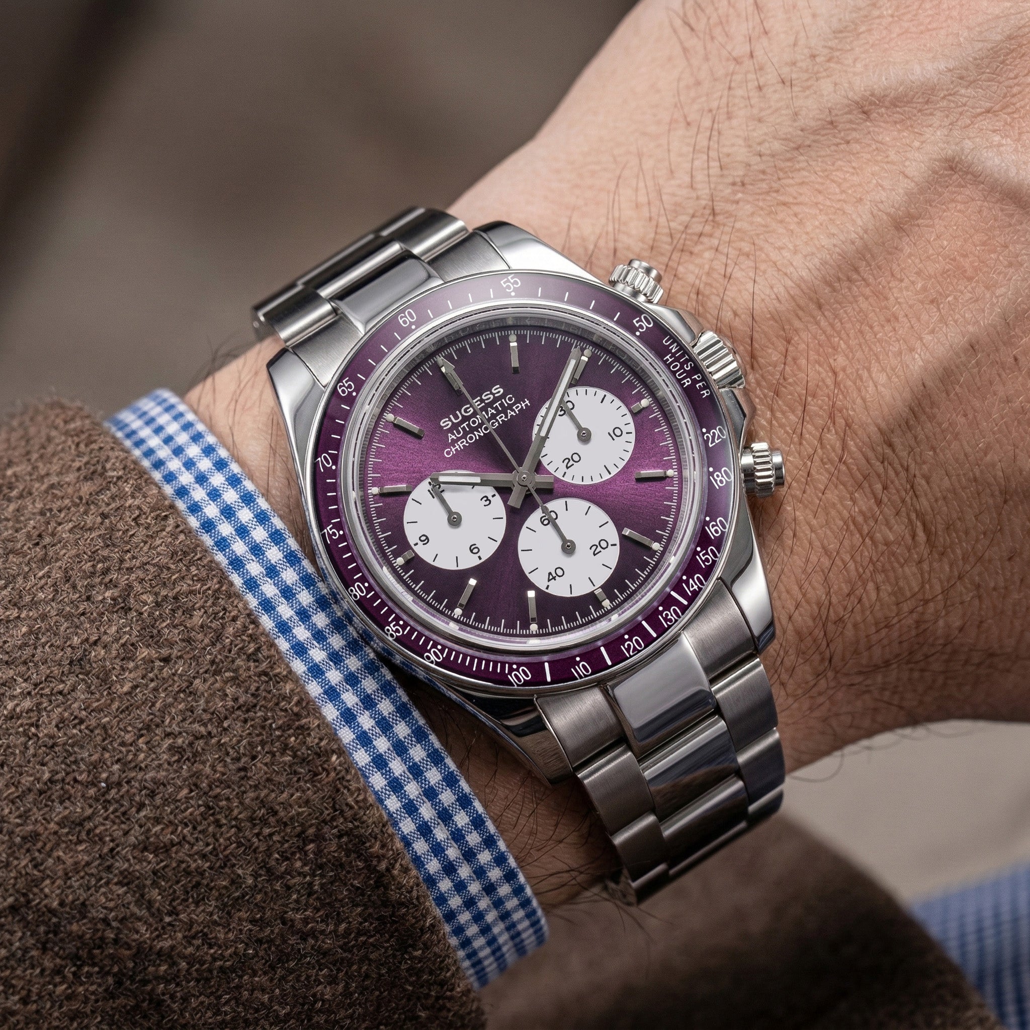 Sugess S473 Automatic Chronograph Sapphire Bezel Purple Dial