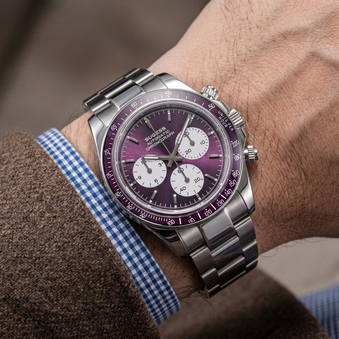 Seestern S473 Automatic Chronograph Sapphire Bezel Purple Dial