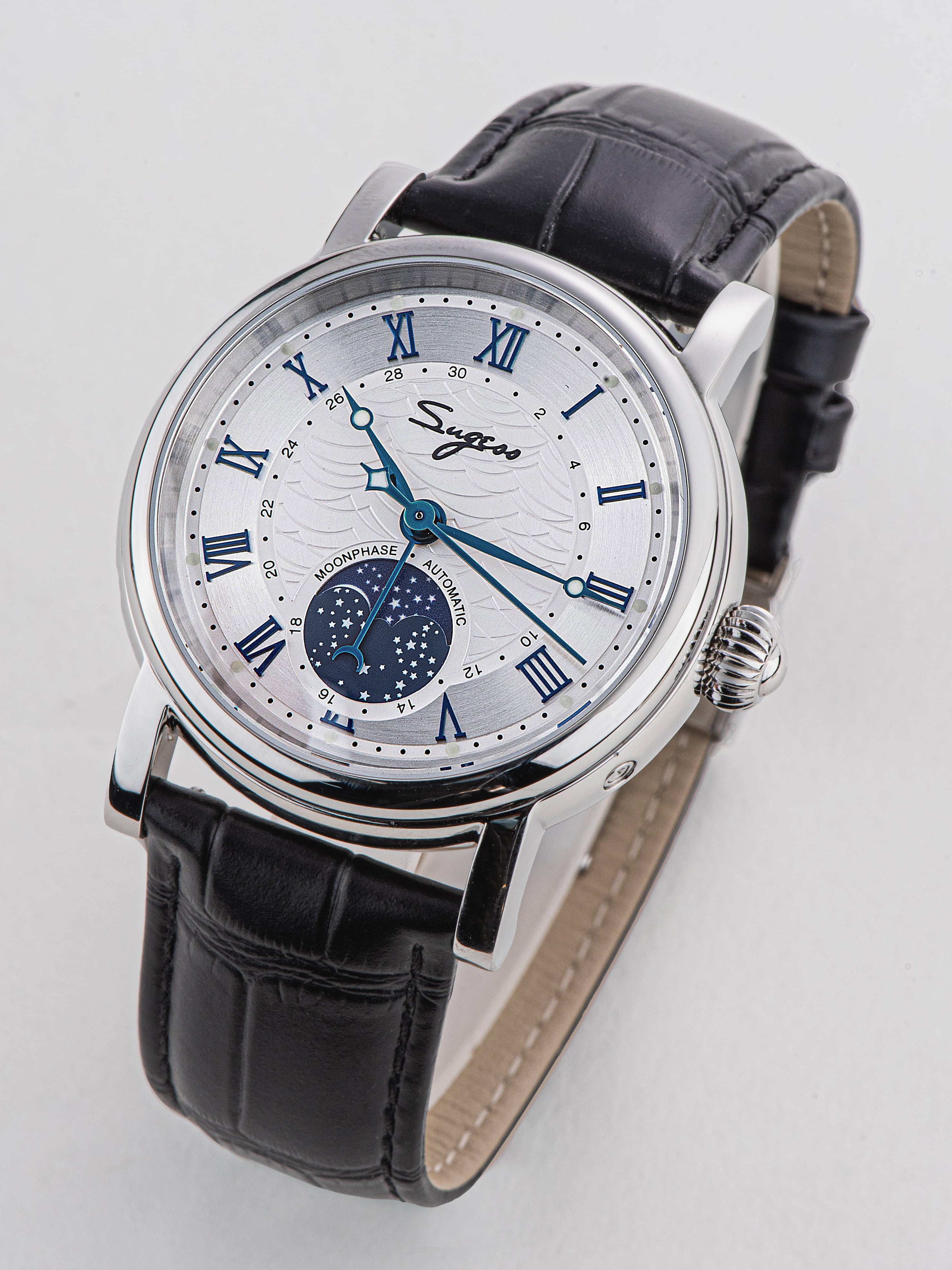 Sugess Luminous Moonphase Seagull ST2108 Movement Watch SU2108SZ