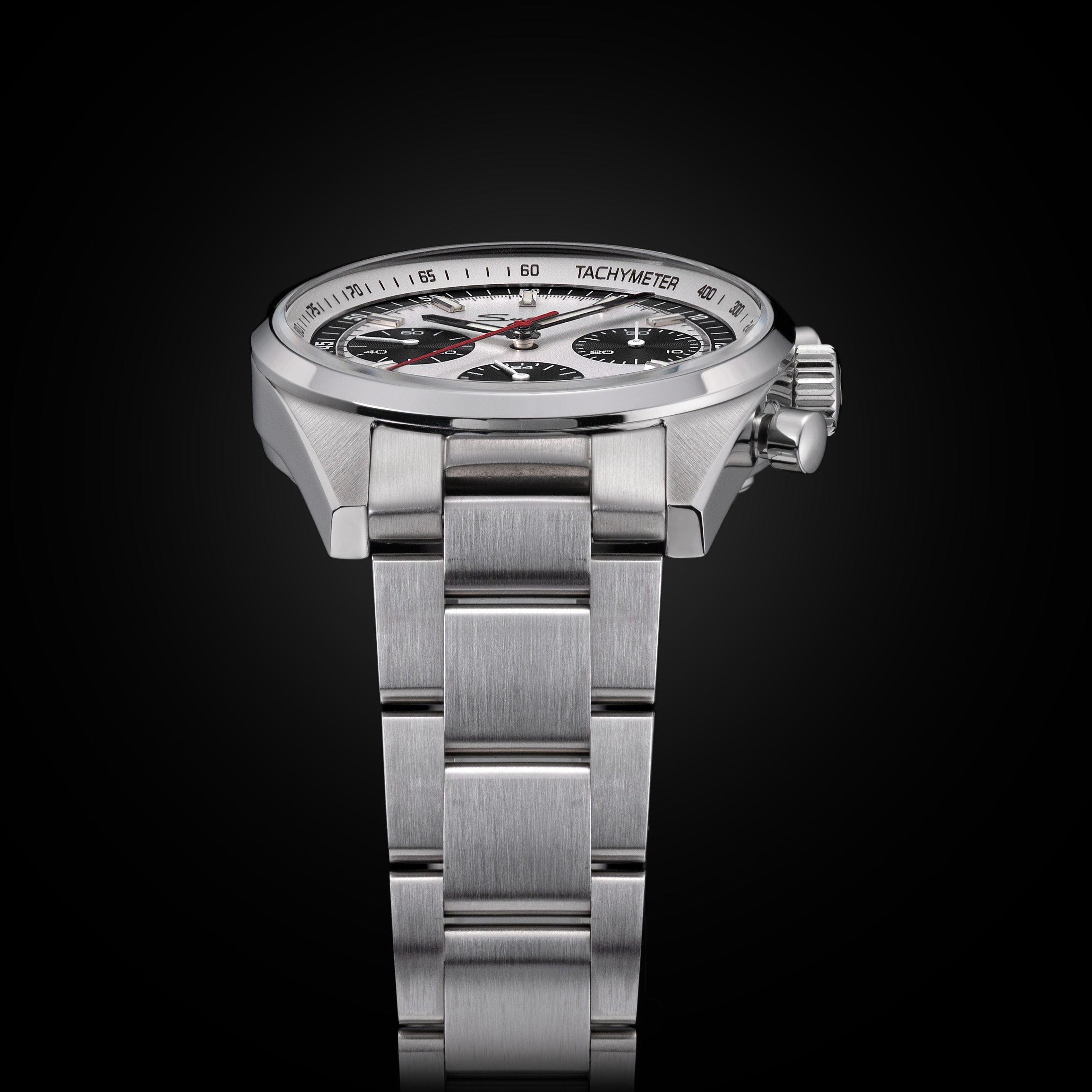 Sugess S465 Chronograph Stainless Steel Black Dial Silver Hand