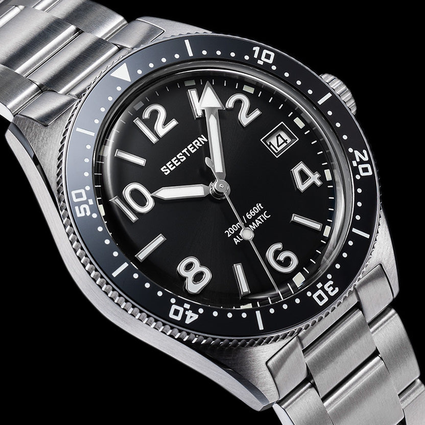 小鉄さま SWR 34mmスロボ Seestern S434-2 Stainless-Steel Black Dial Professional Diver Automati