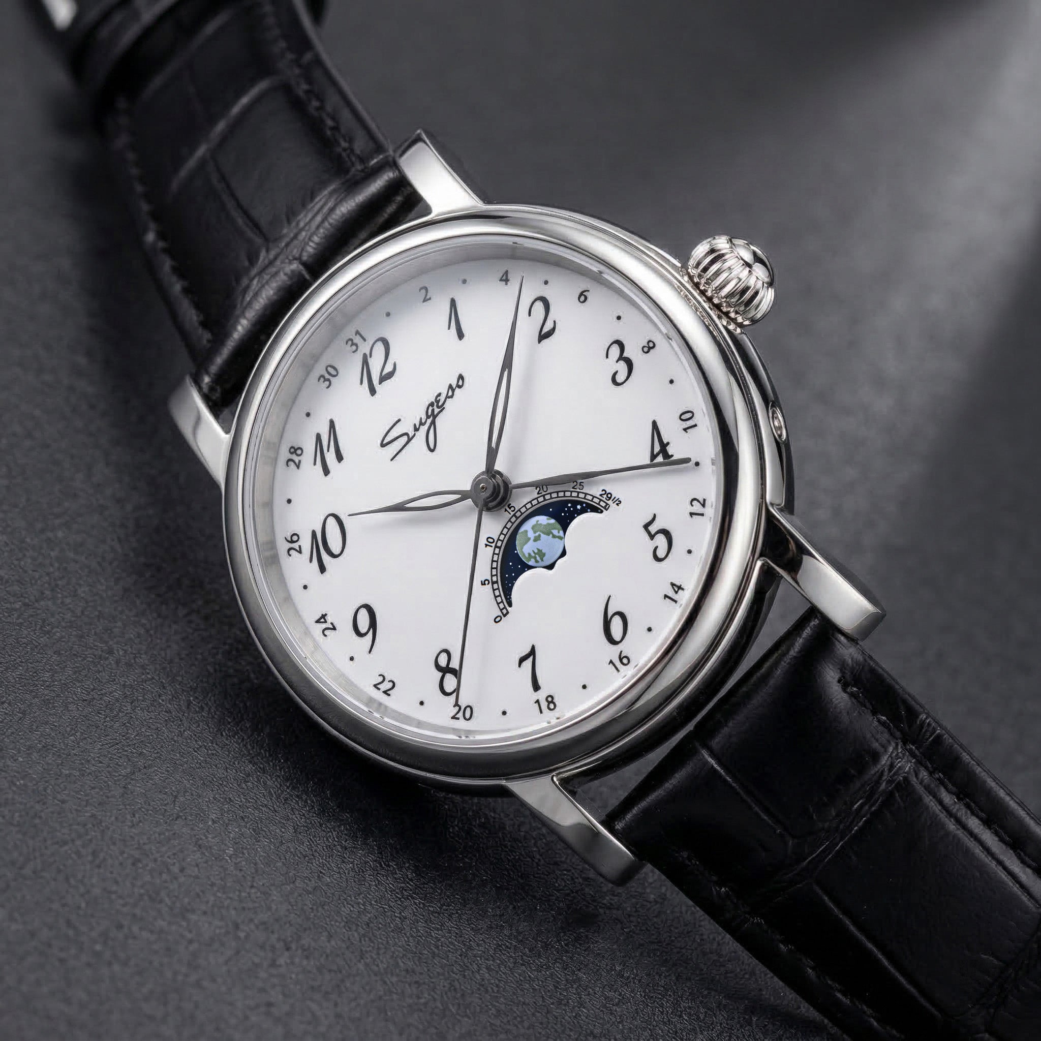 Sugess Luminous Moonphase Seagull ST2108 Movement Watch SU2108SK