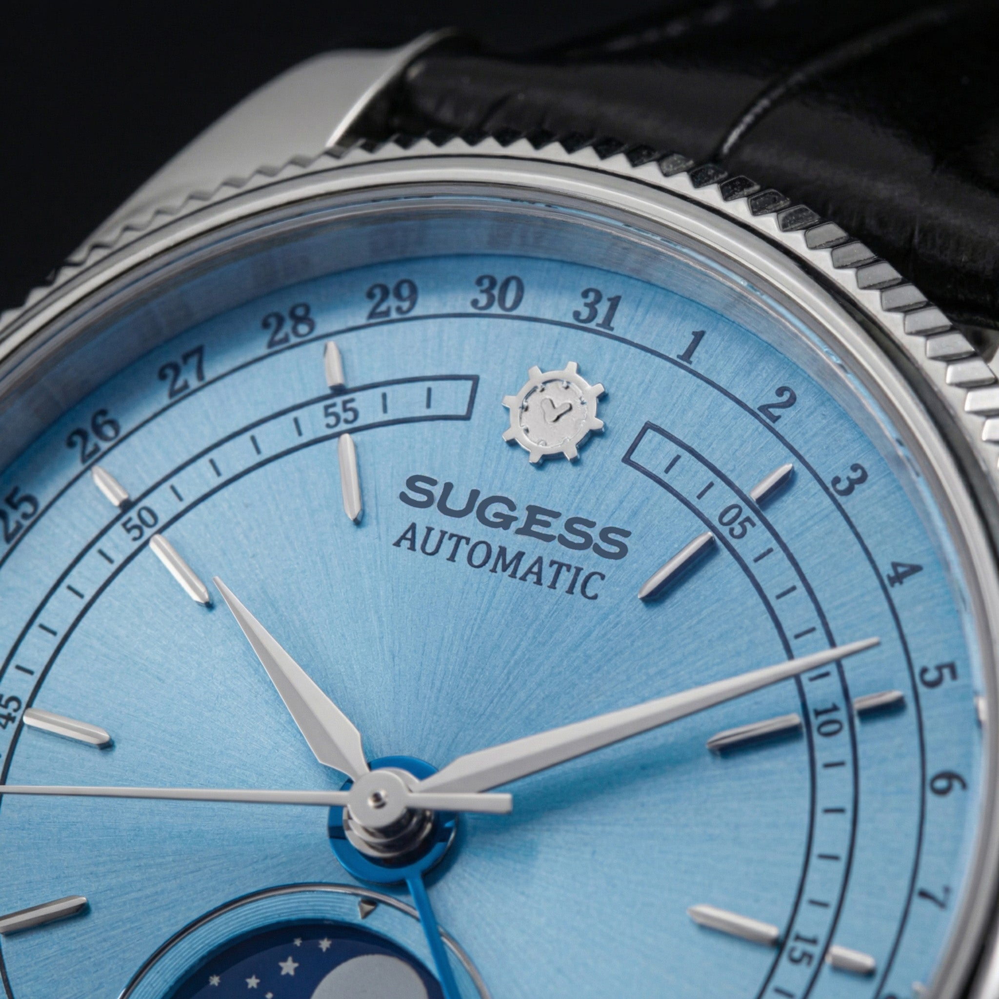 MoonPhase Master S452 Stainless-Steel Light Blue Dial Black Strap