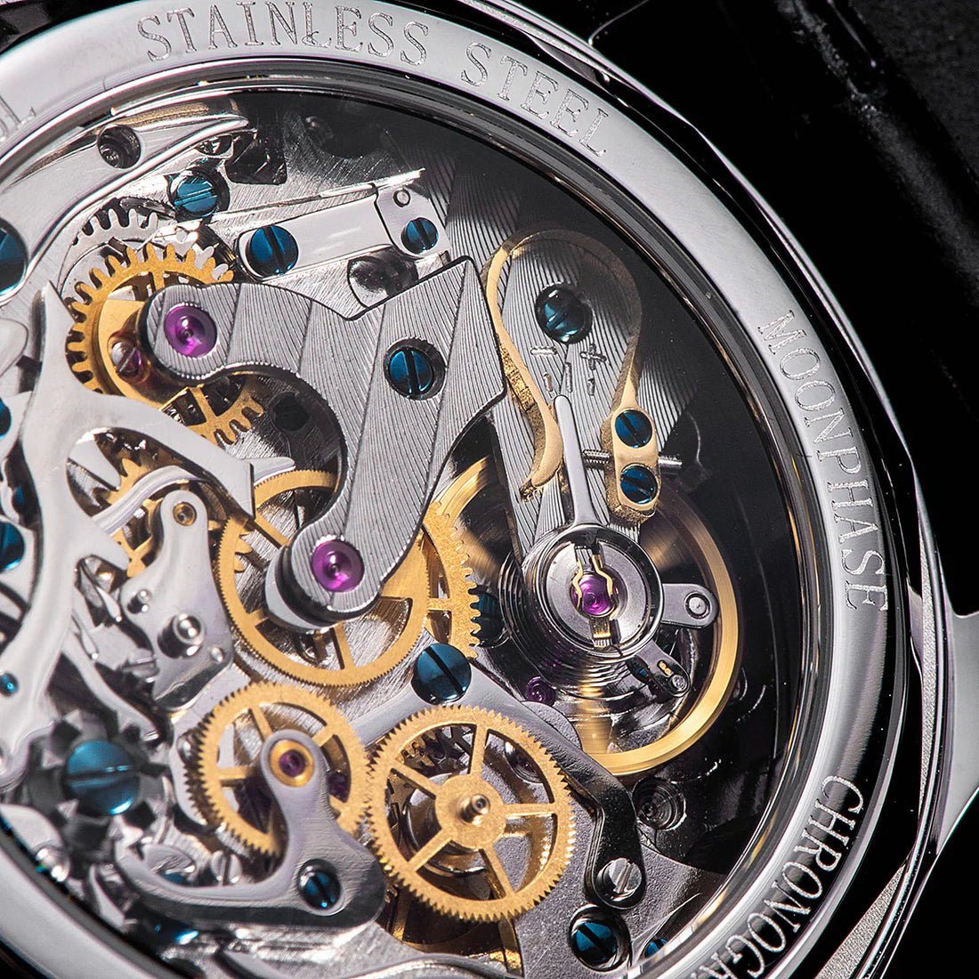 MoonPhase Master S389-2 Salmon Dial Swan Neck Regulator Bracelet