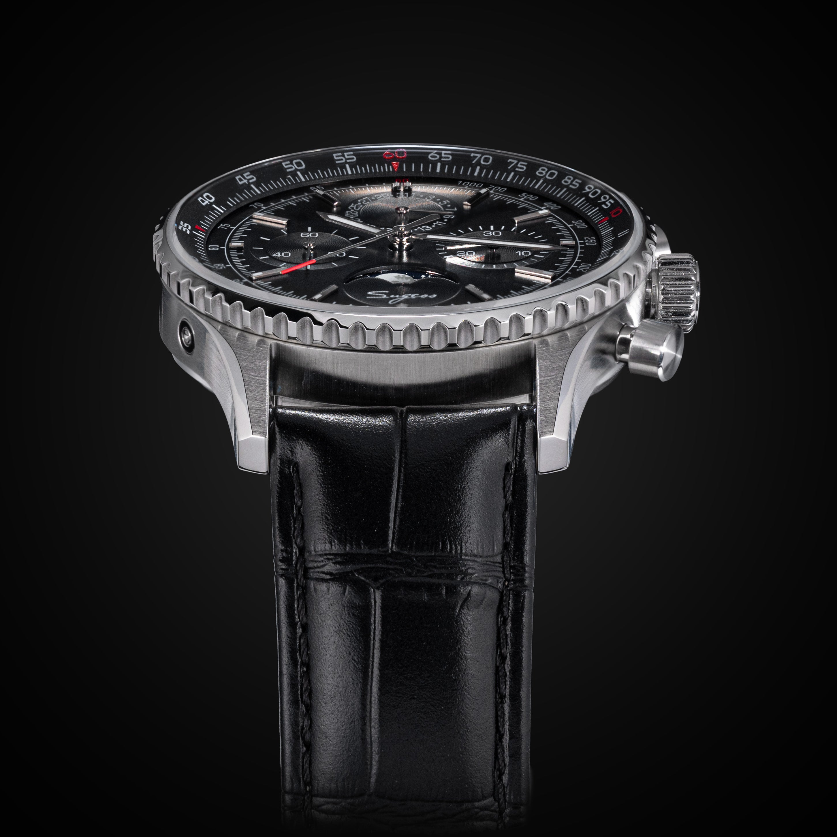 MoonPhase Chrono Master S468 Stainless Steel Case Black Dial