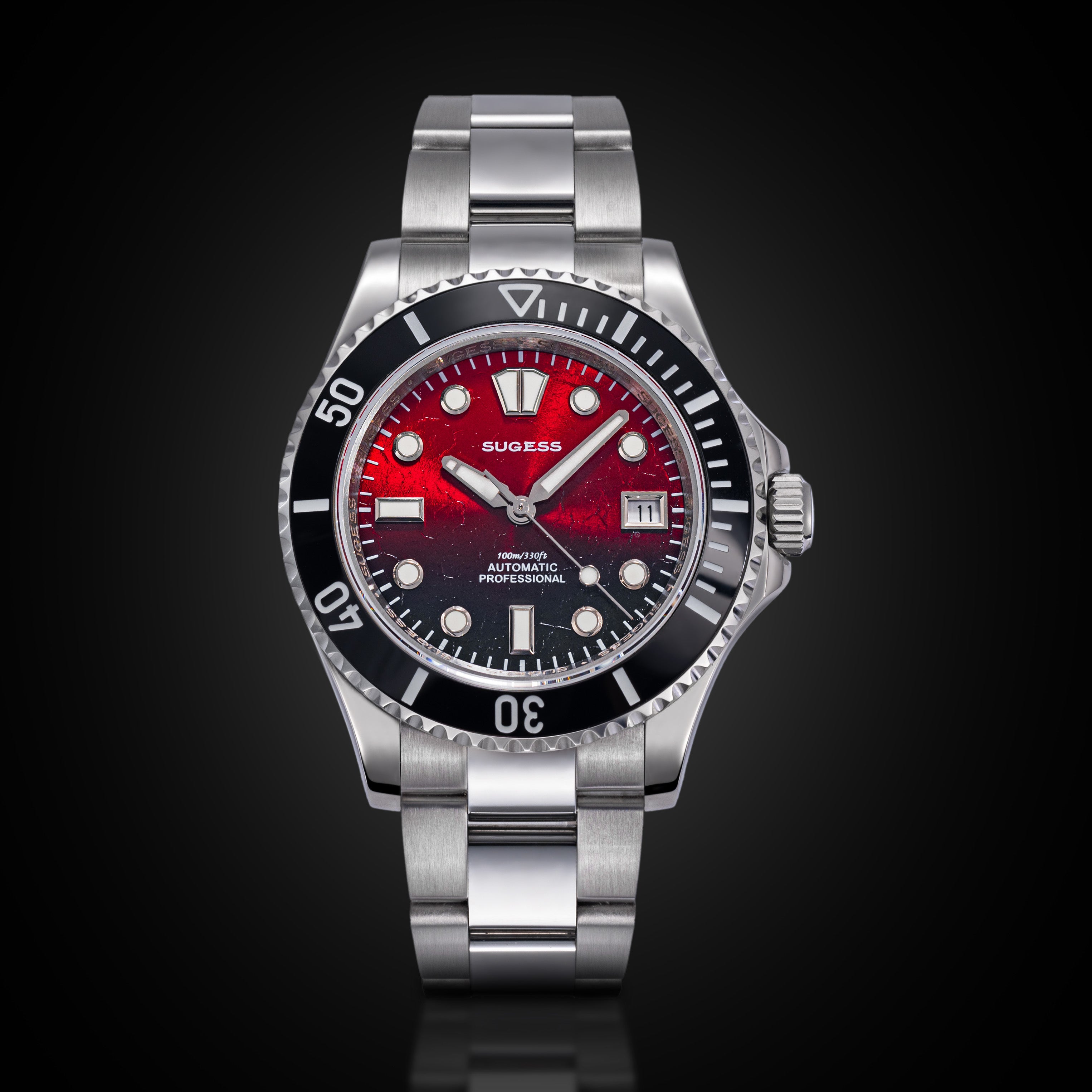 Sugess S476 Red Glacier Crackle Dial Automatic