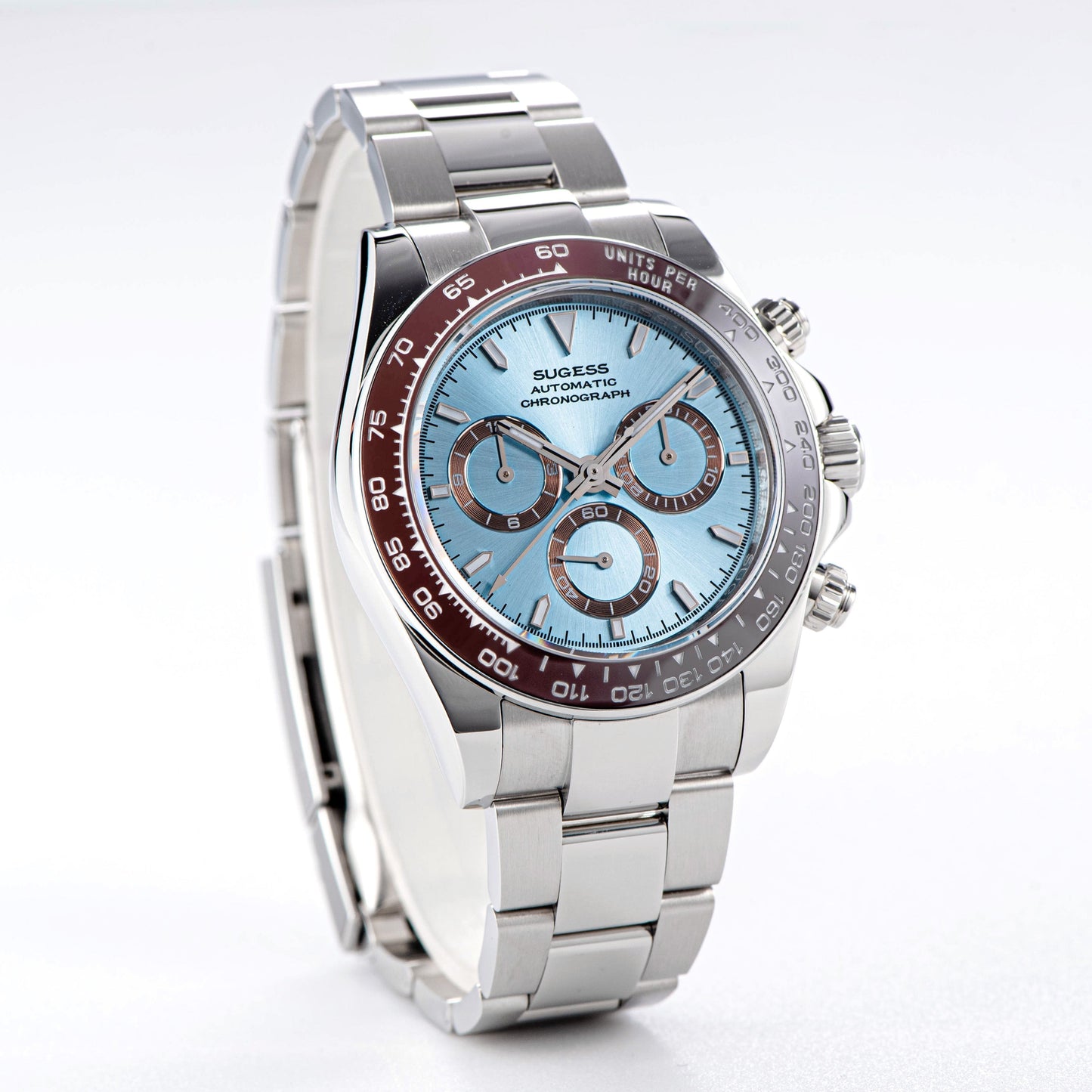 Automatic Chronograph 418-2 White Dial Stainless Steel Bezel Professional