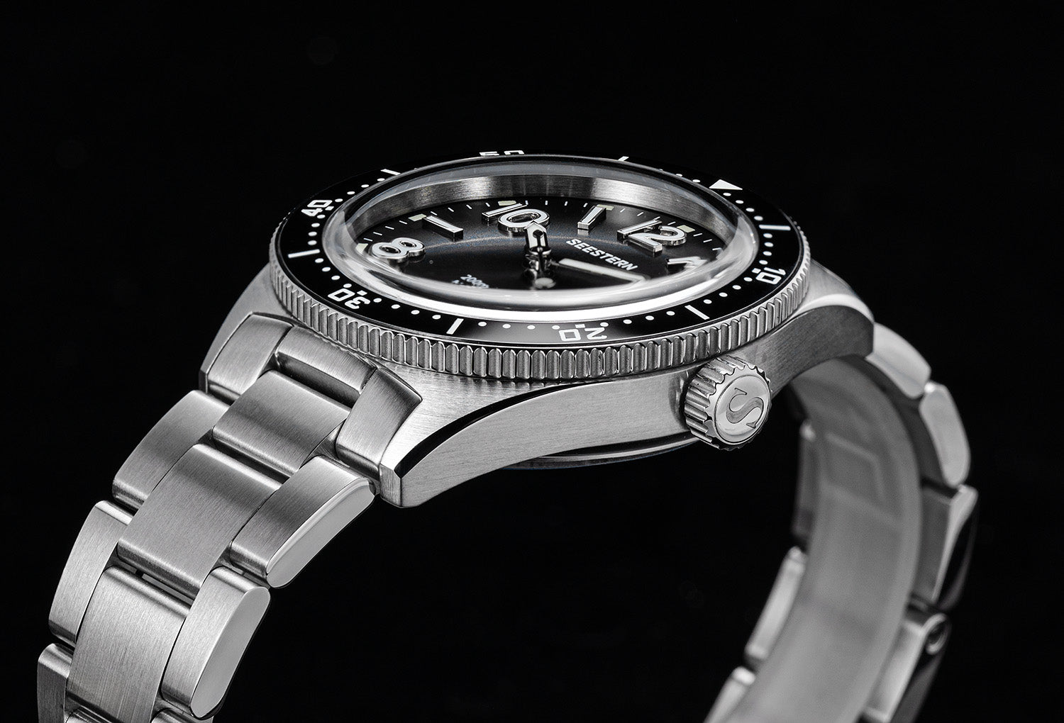 小鉄さま SWR 34mmスロボ Seestern S434-2 Stainless-Steel Black Dial Professional Diver Automati