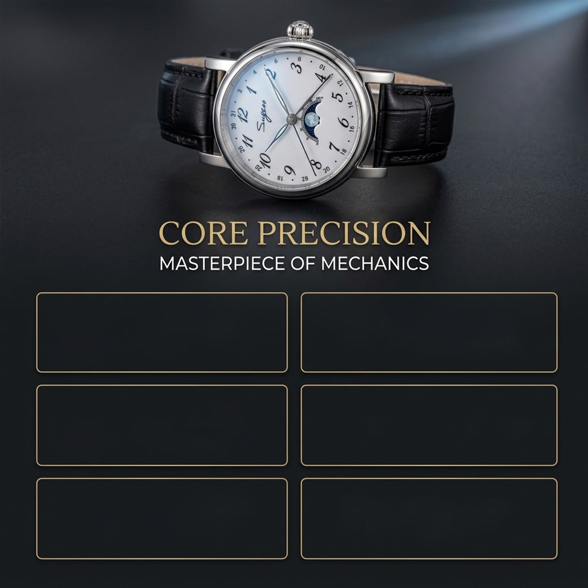 Sugess Luminous Moonphase Seagull ST2108 Movement Watch SU2108SK